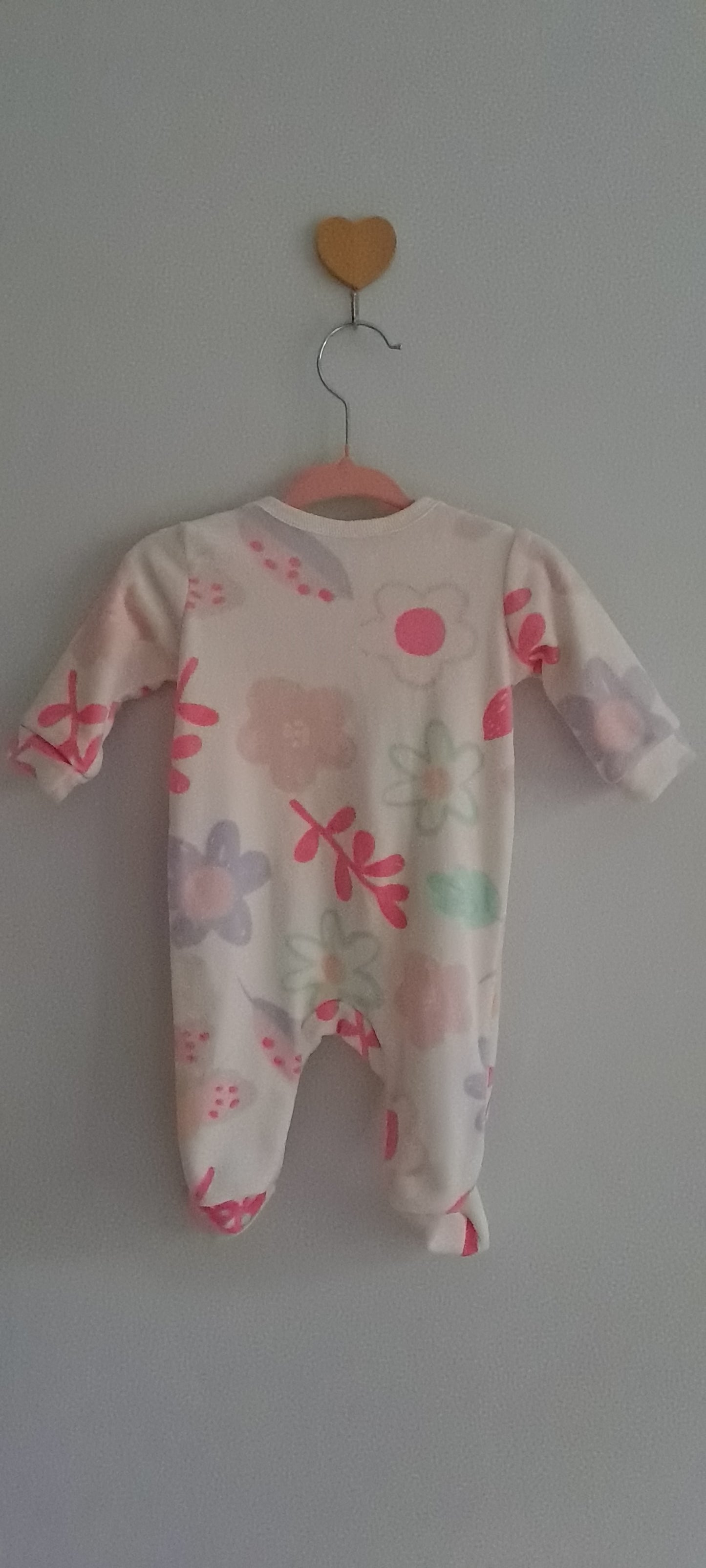 Woolworths Cream Floral Fleece Zip-Up Babygrow Newborn