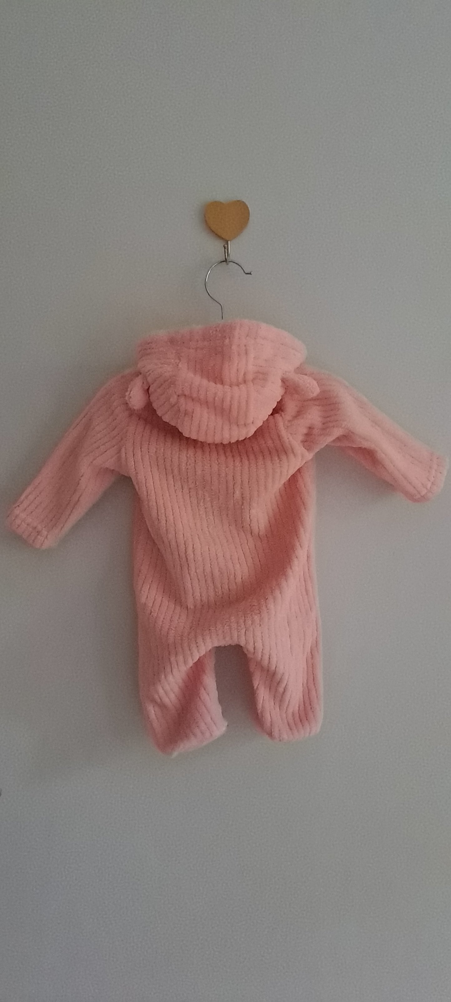 Ackermans Light Pink Ribbed Fleece Hooded Jumpsuit Newborn
