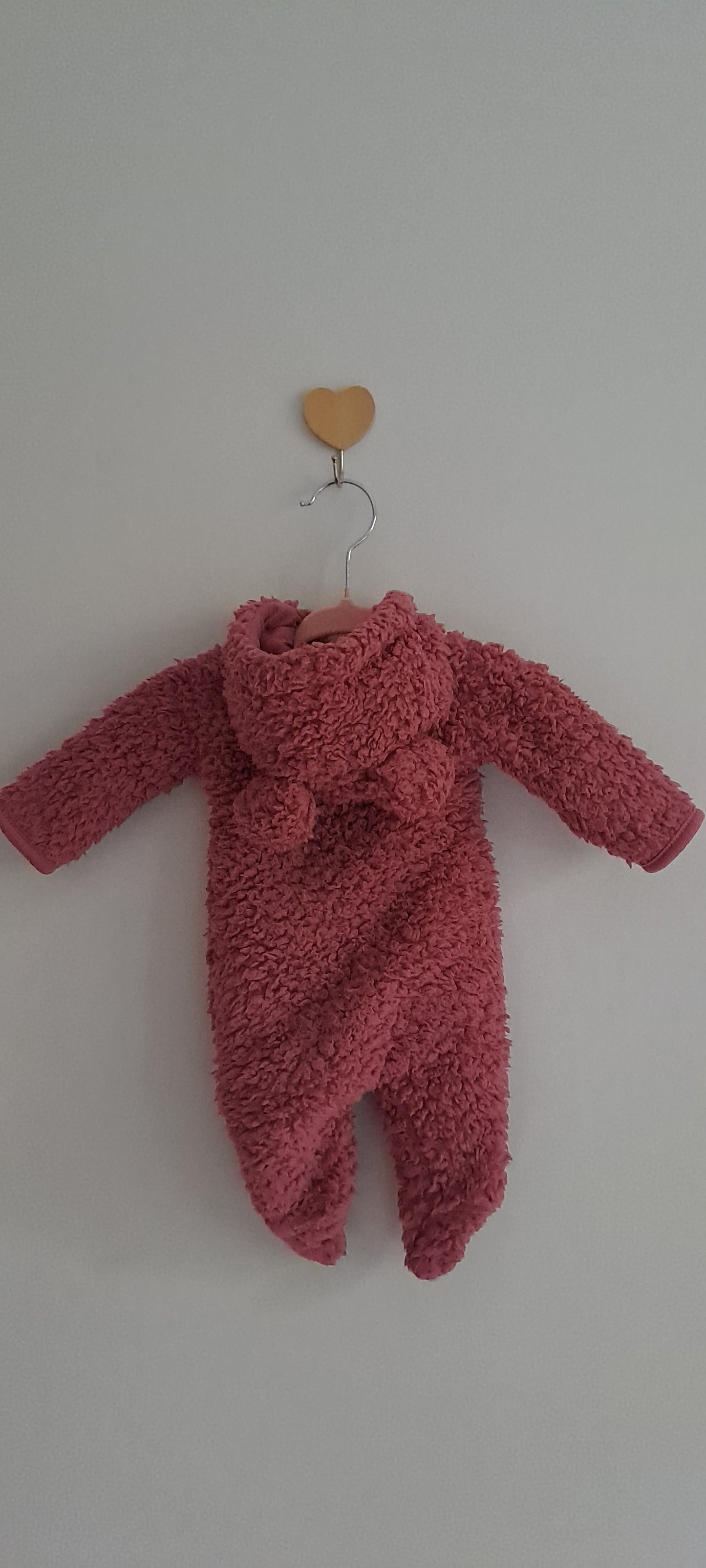 Mauve Pink Fluffy Sherpa Fleece Rainbow Jumpsuit Newborn