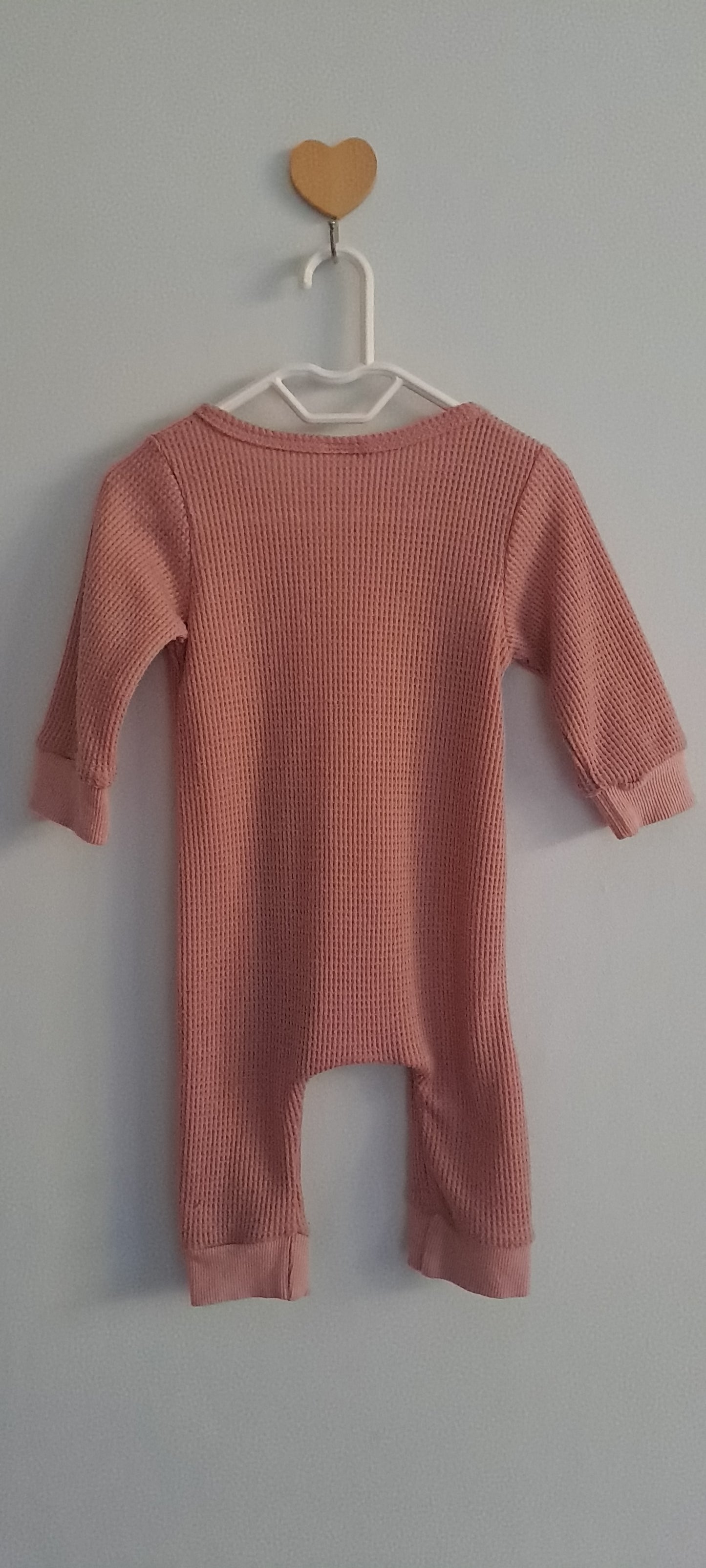 Waffle-Knit Buttoned Romper Dusty Rose 0-3 Months