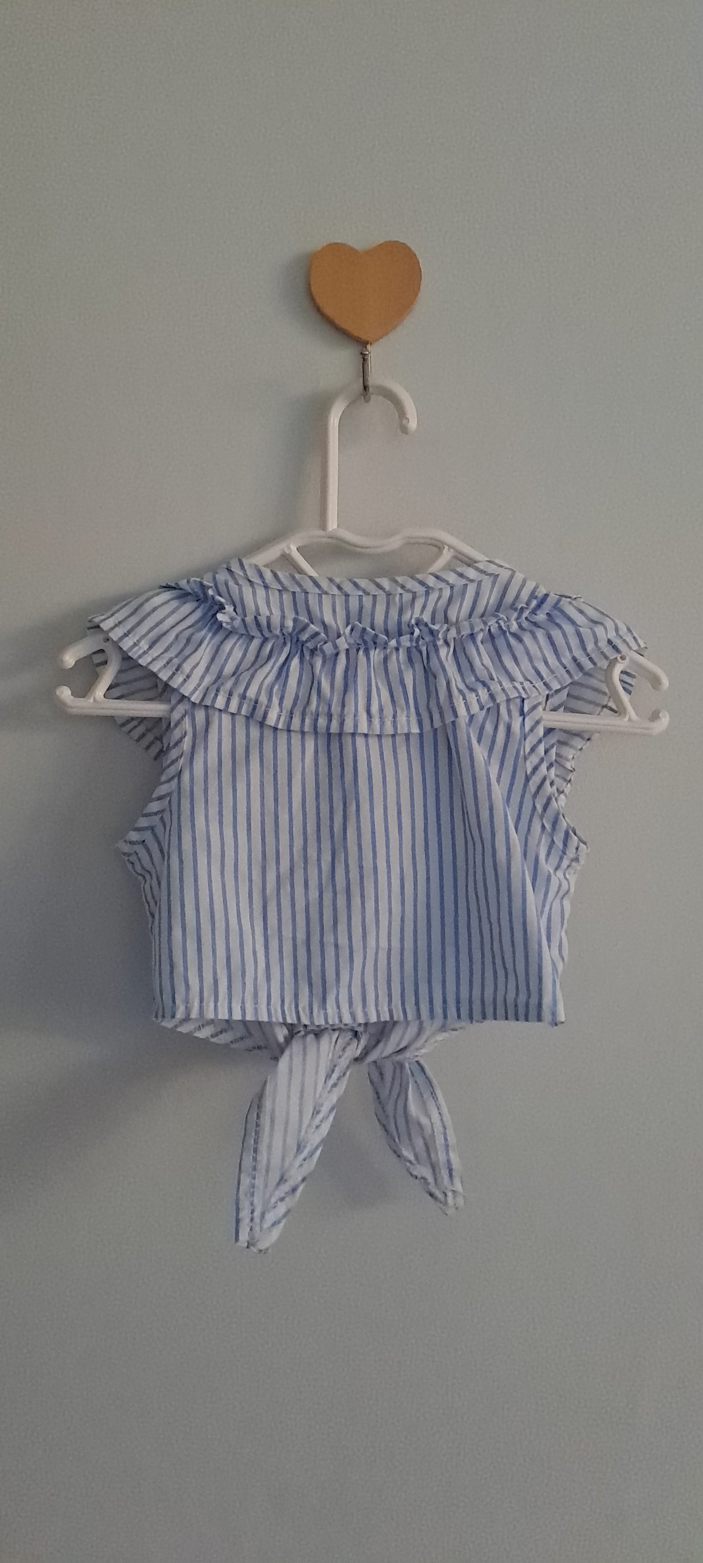 Ackermans Baby Girl Striped Ruffle Tie-Front Blouse Blue & White 3-6 Months