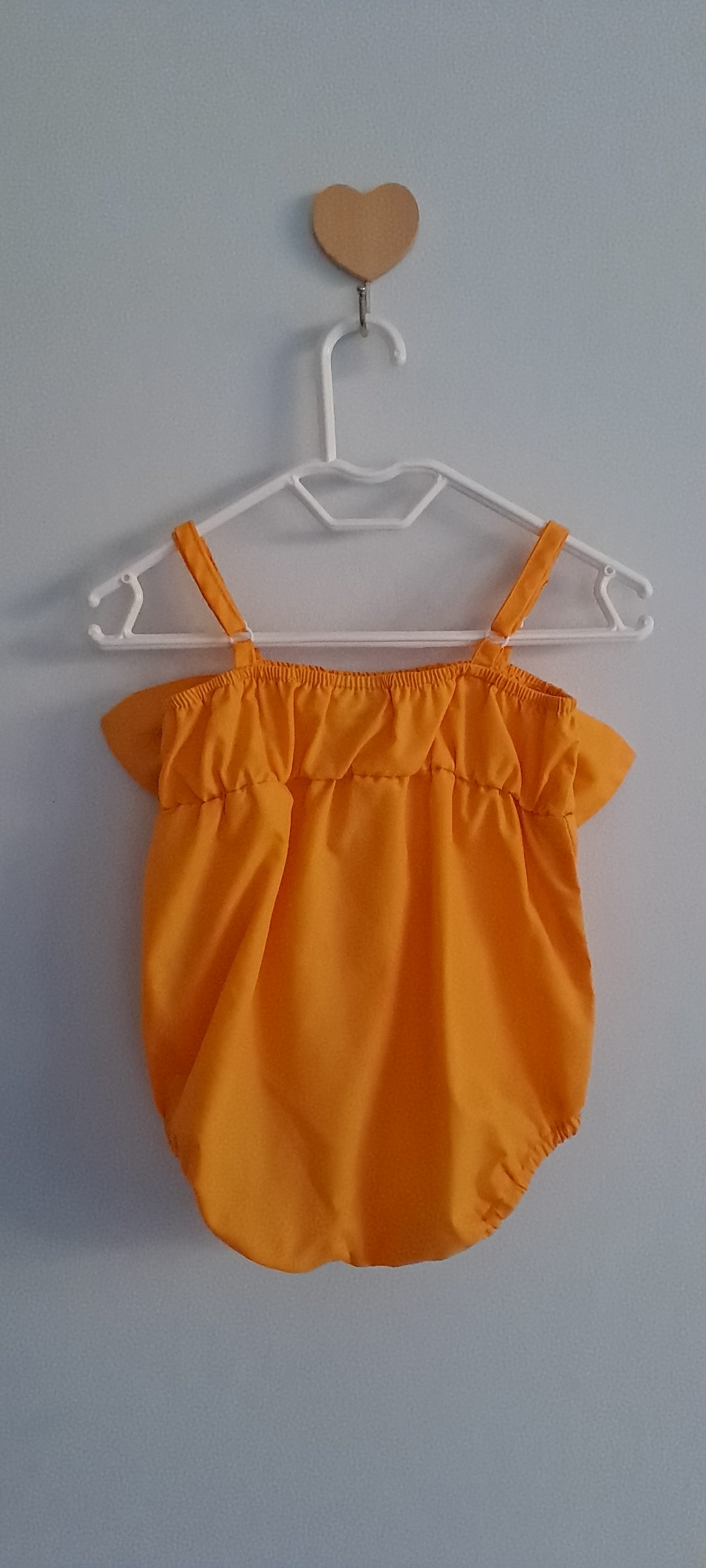 PatPat Baby Girl Big Bow Strap Romper Bodysuit Mustard Orange 0-3 Months