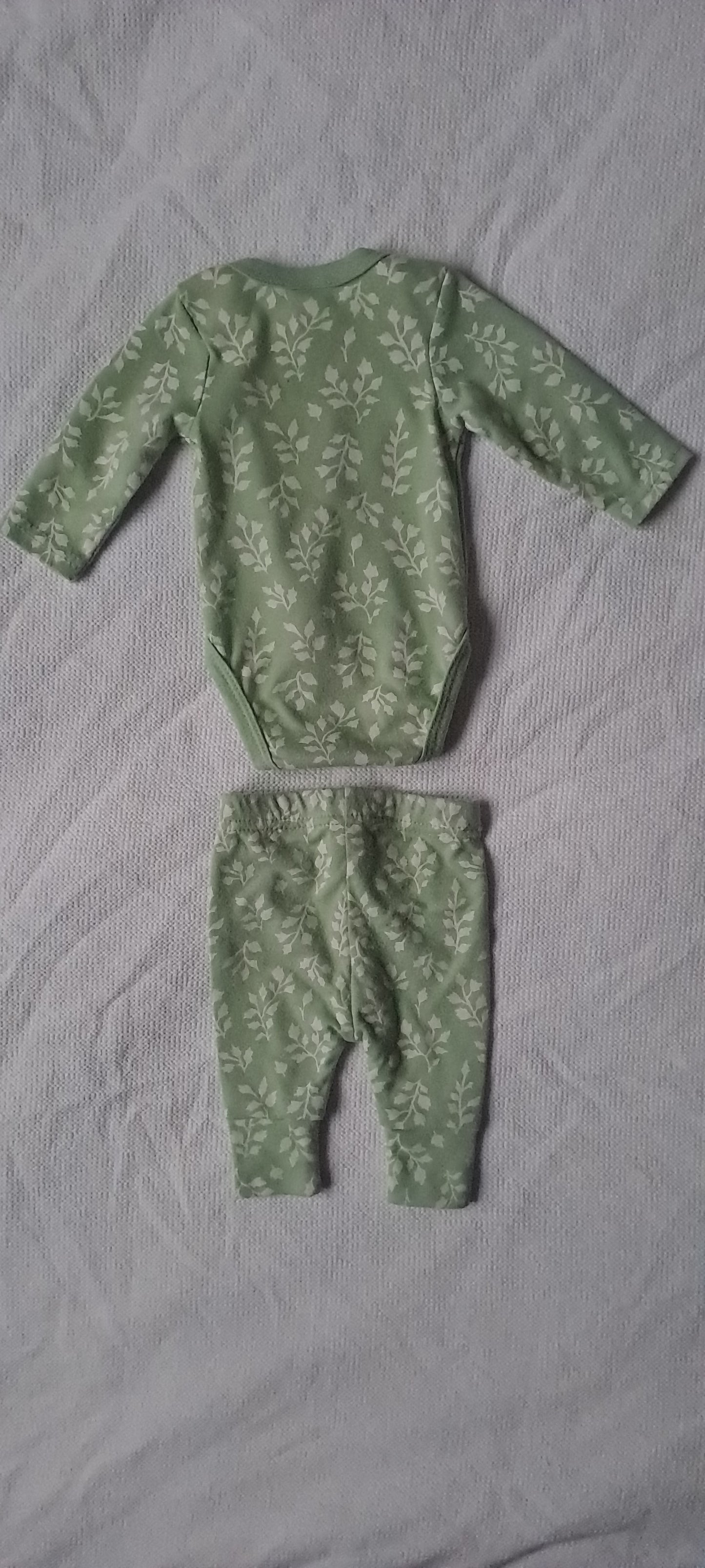 Cuddlesome Newborn "Love You Lots" 2-Piece Bodysuit & Leggings Set Sage Green