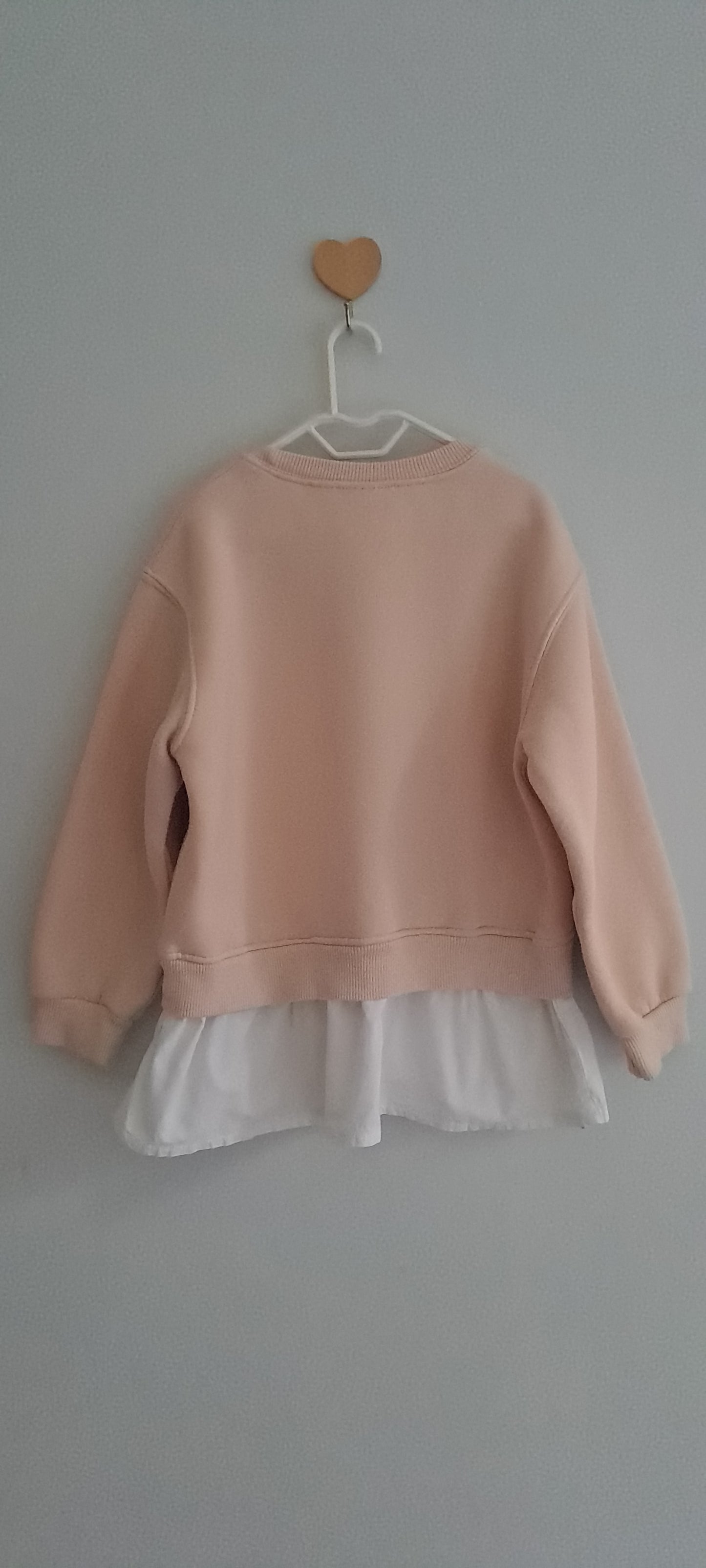 Zara Kids Girls Upcycled Butterfly Embroidered Mock-Layer Sweatshirt Pastel Pink 4-5 Years