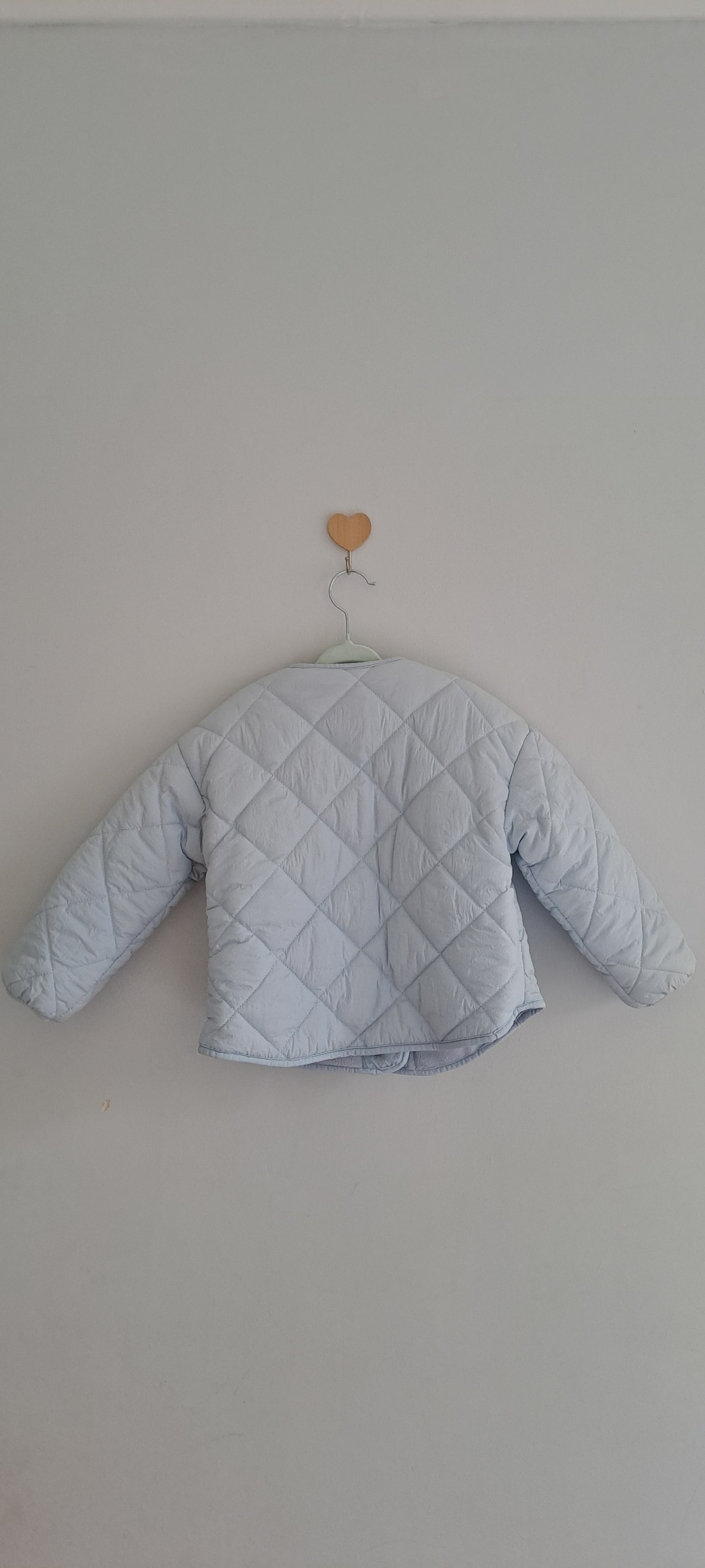 Qtee Girls Diamond Quilted Collarless Puffer Jacket Pastel Blue 4-5 Years