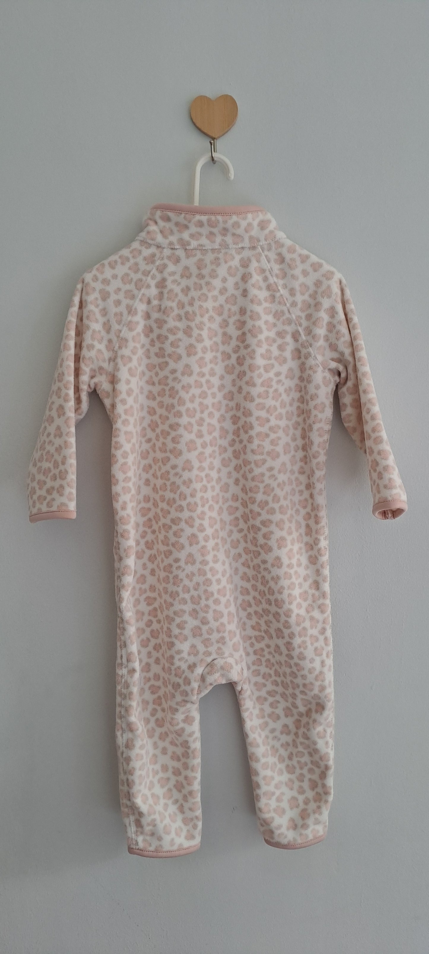 Baby Girl Pink Leopard Print Full-Zip Polar Fleece Jumpsuit 12-18 Months