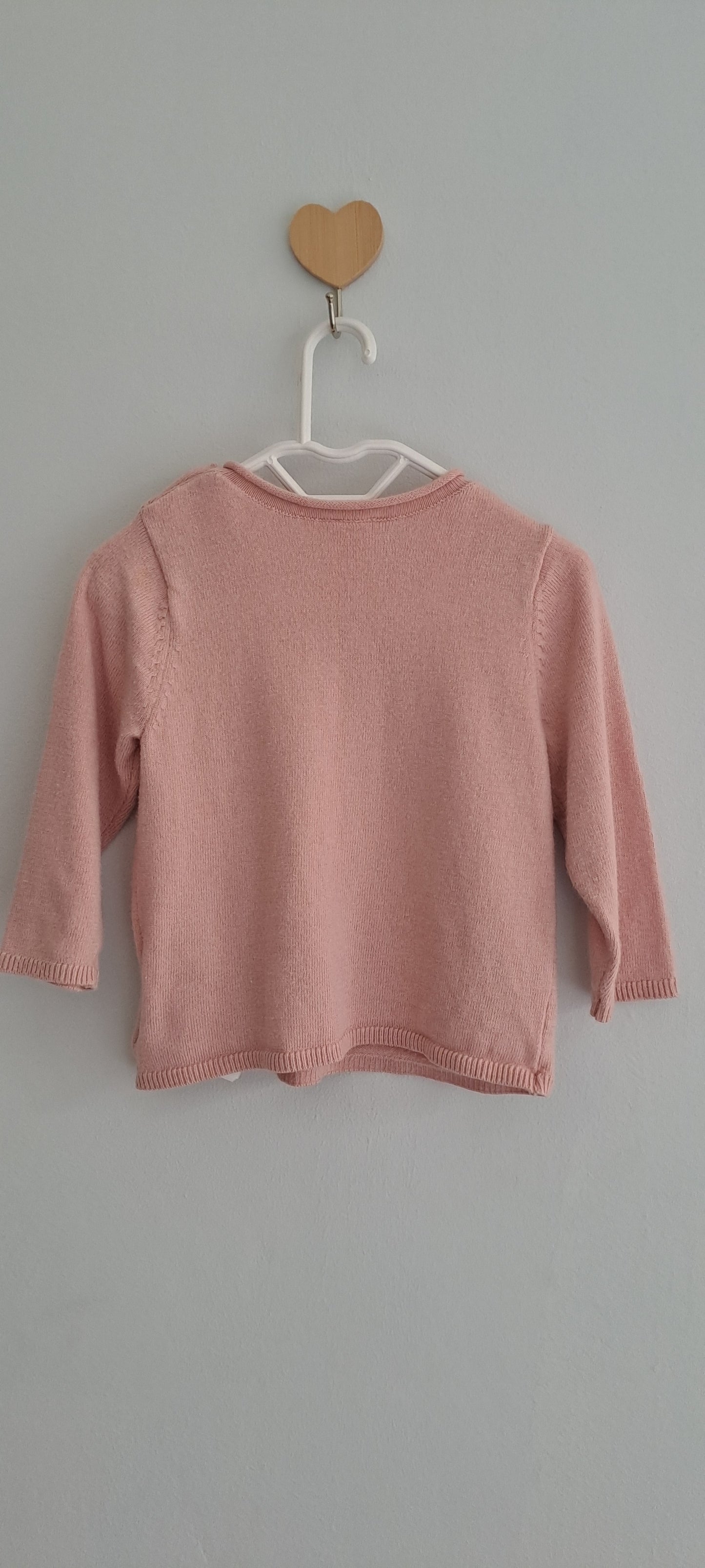 H&M Baby Girl Heart Fine-Knit Jumper with Bow Dusky Pink 3-6 Months