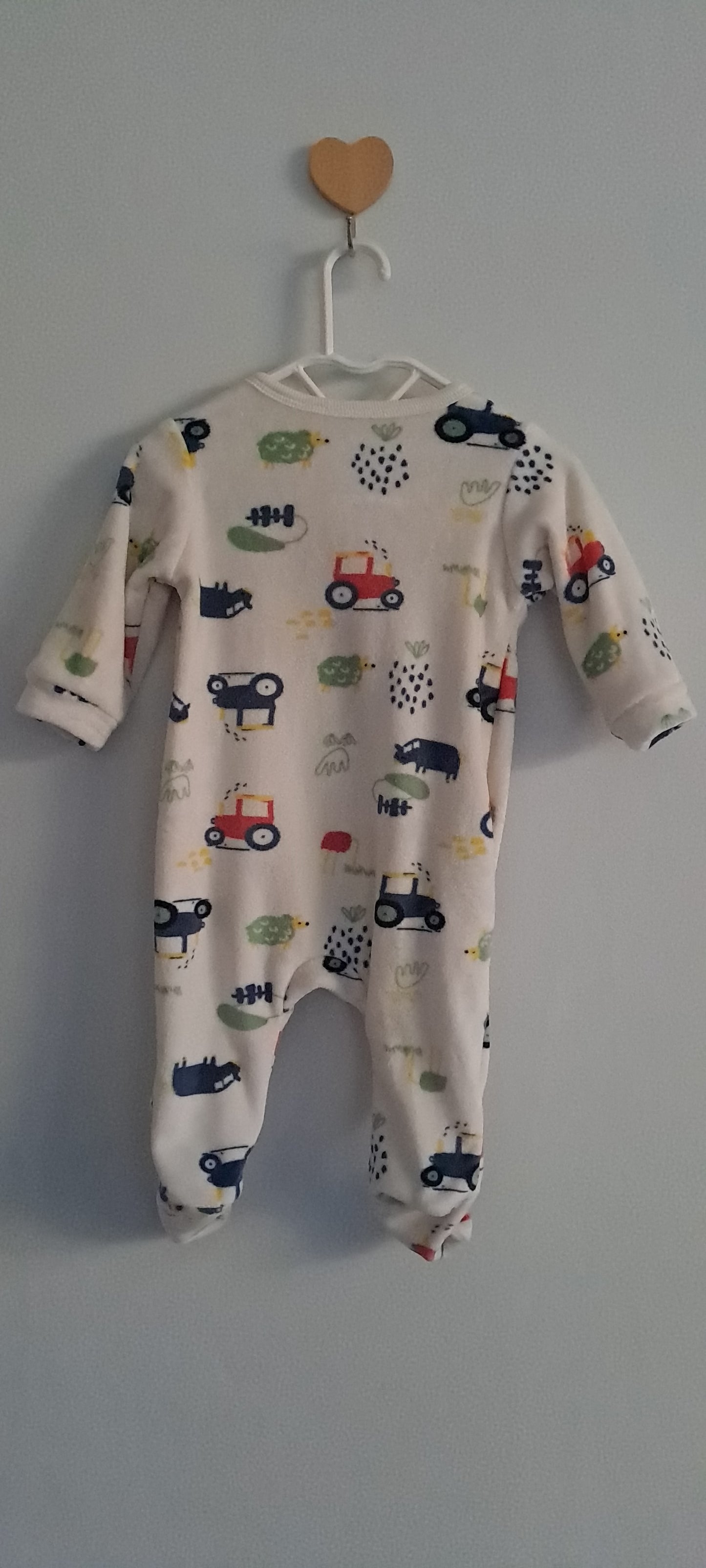 Woolworths Cream Farmyard Print Fleece Sleepsuit 1-3 Months