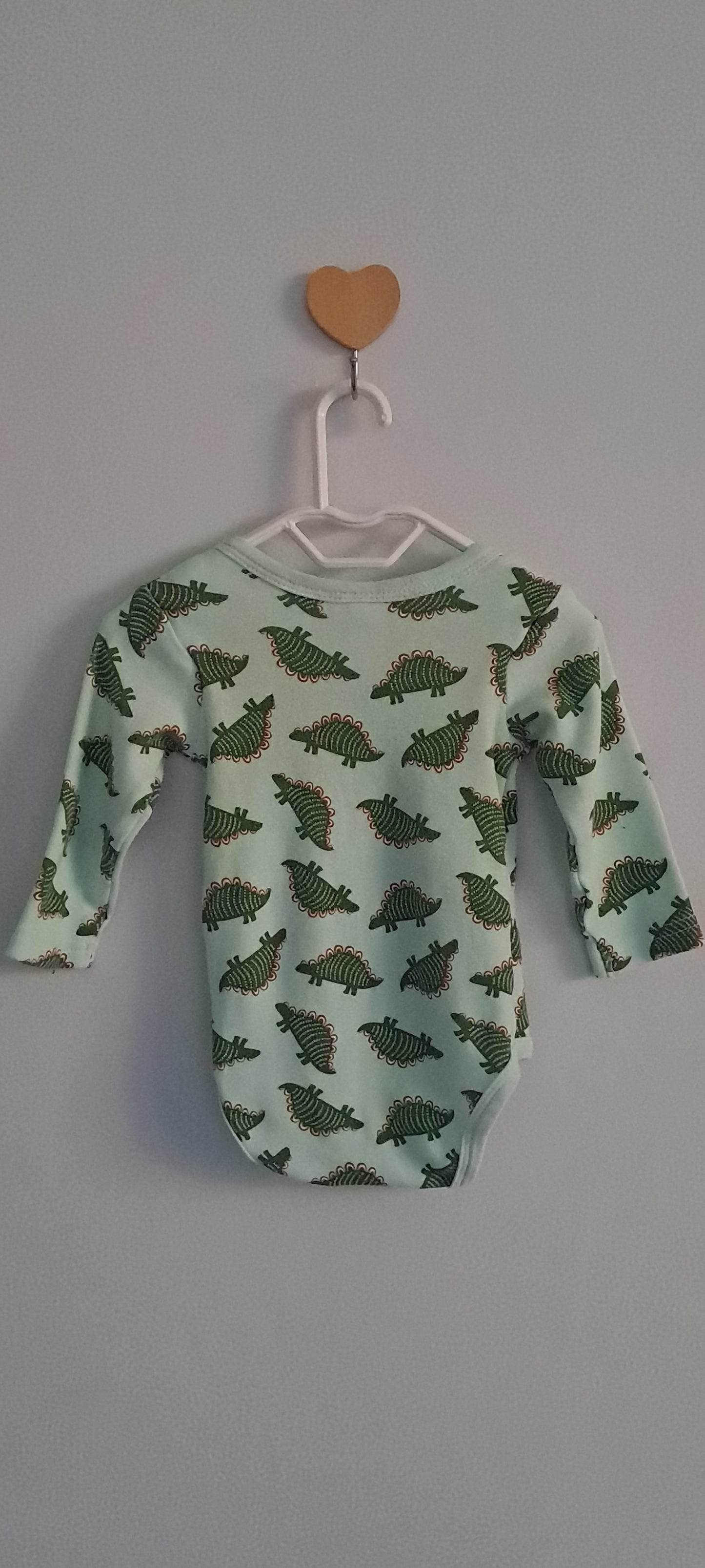 Ackermans Mint Green Dinosaur Long-Sleeve Bodysuit 0-3 Months
