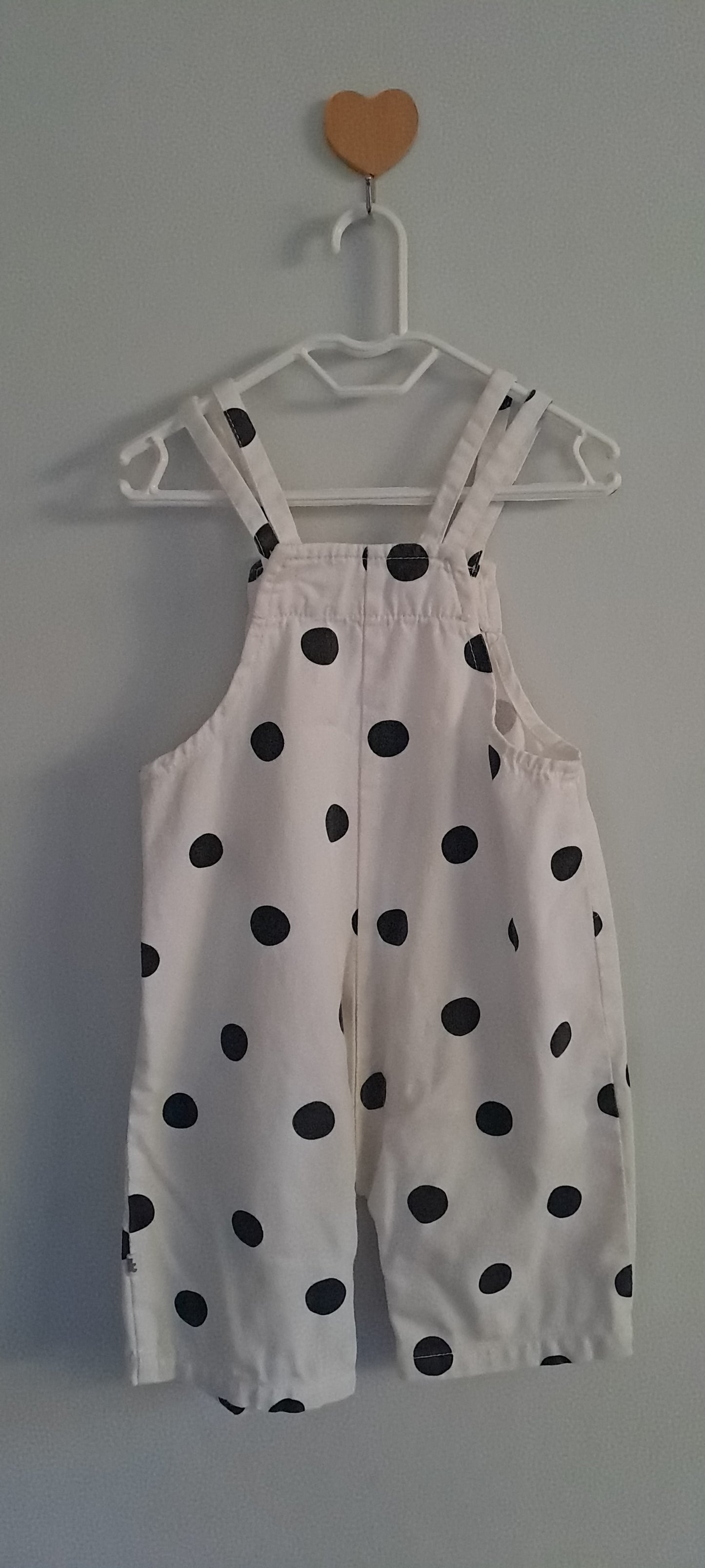 Woolworths WooliesBabes White & Black Polka Dot Denim Dungarees 12-18 Months