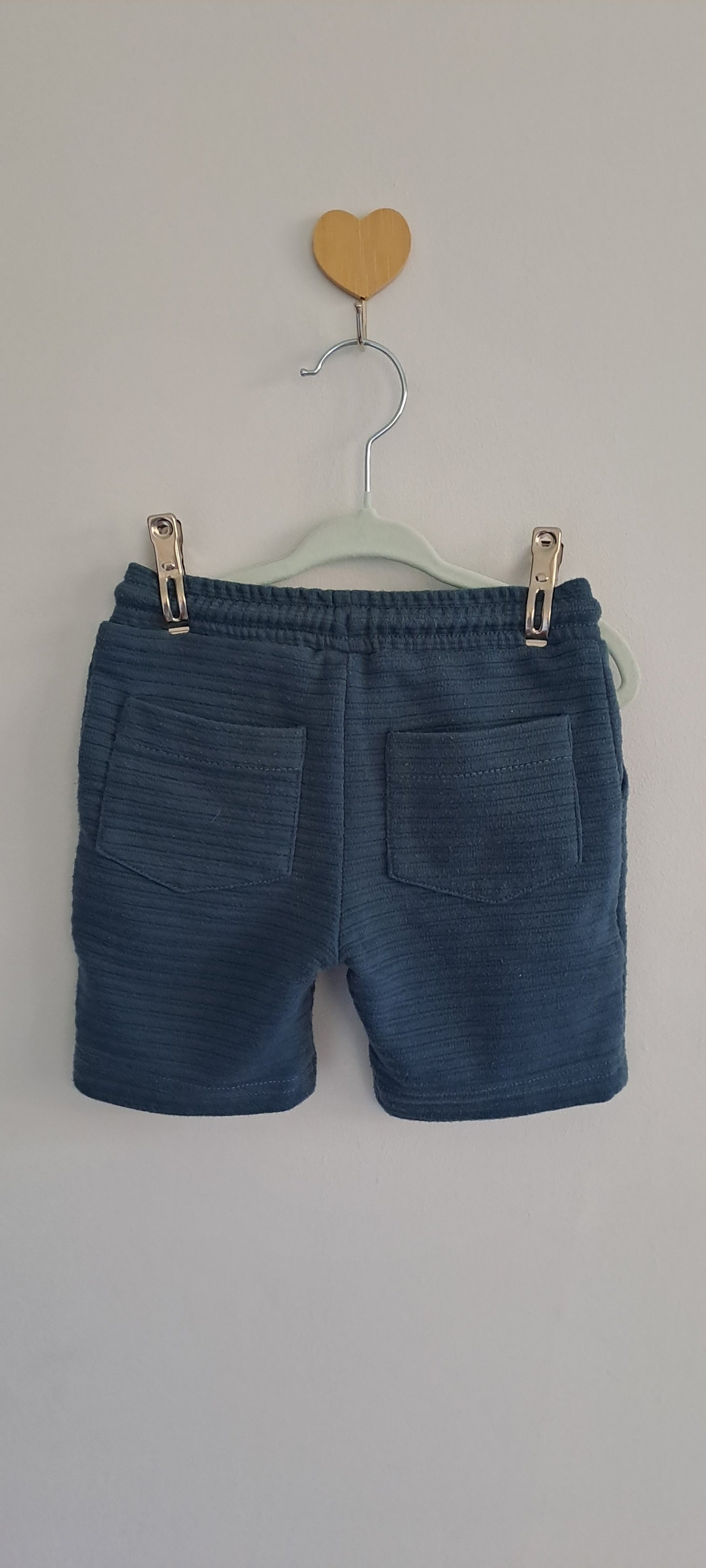 KDS Slate Blue Textured Ribbed Drawstring Shorts 3-4 Years