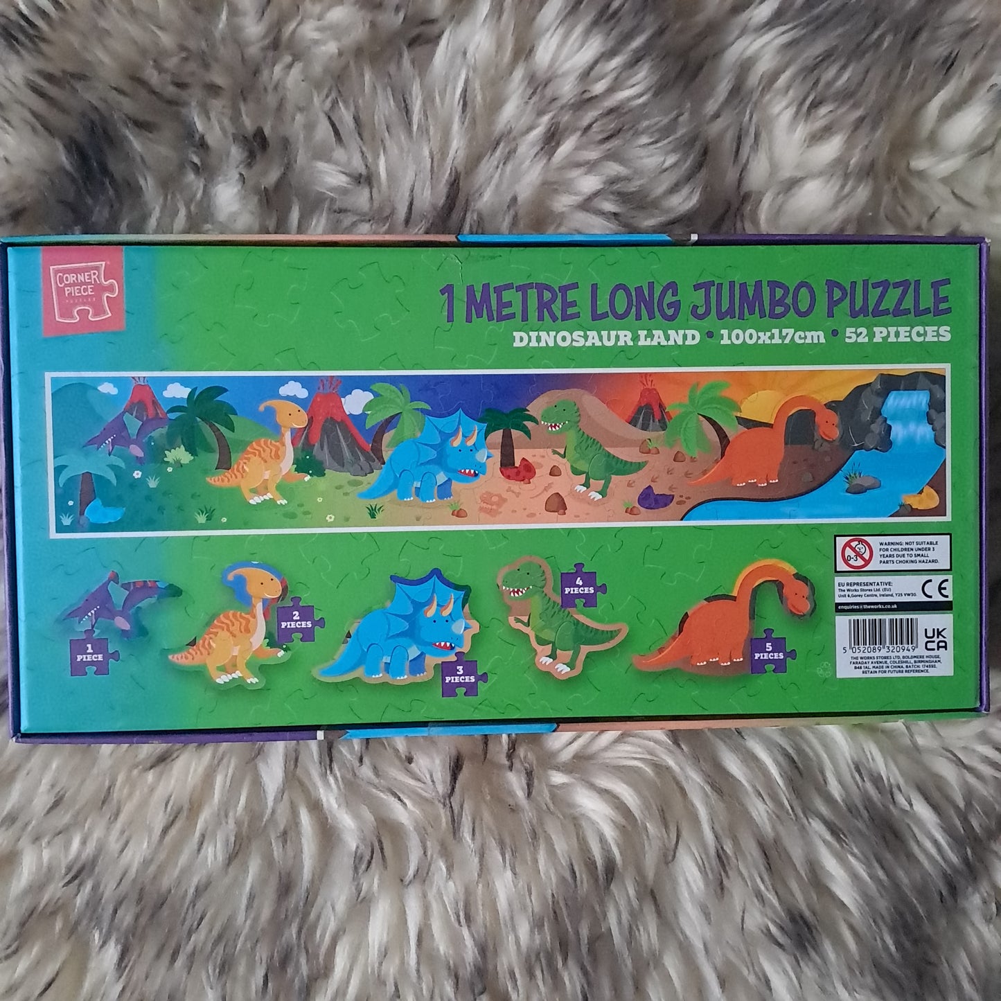Corner Piece Puzzles Dinosaur Land 1 Metre Jumbo 52-Piece Floor Puzzle 3+ Years