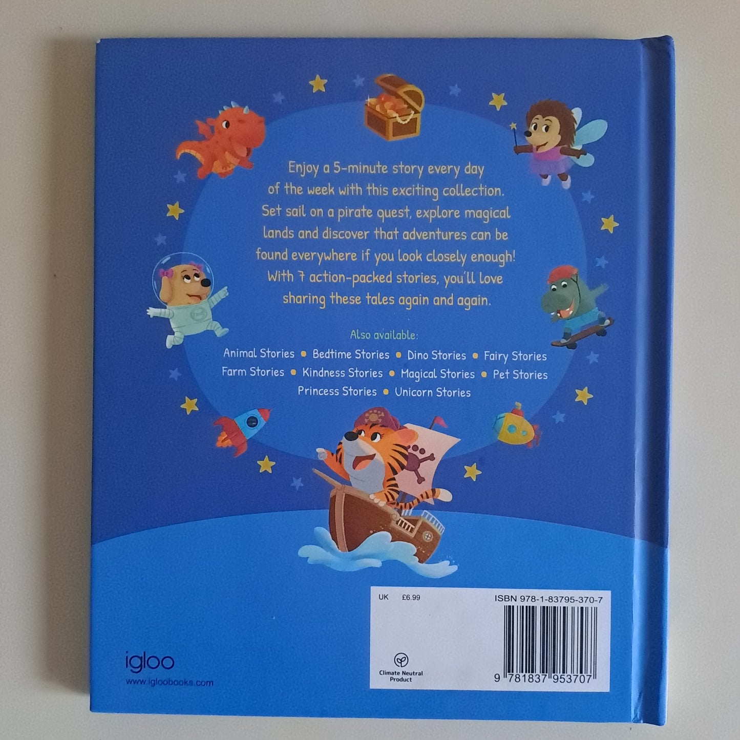 5-Minute Tales for Bedtime: Adventure Stories – Igloo Books (Padded Hardback)