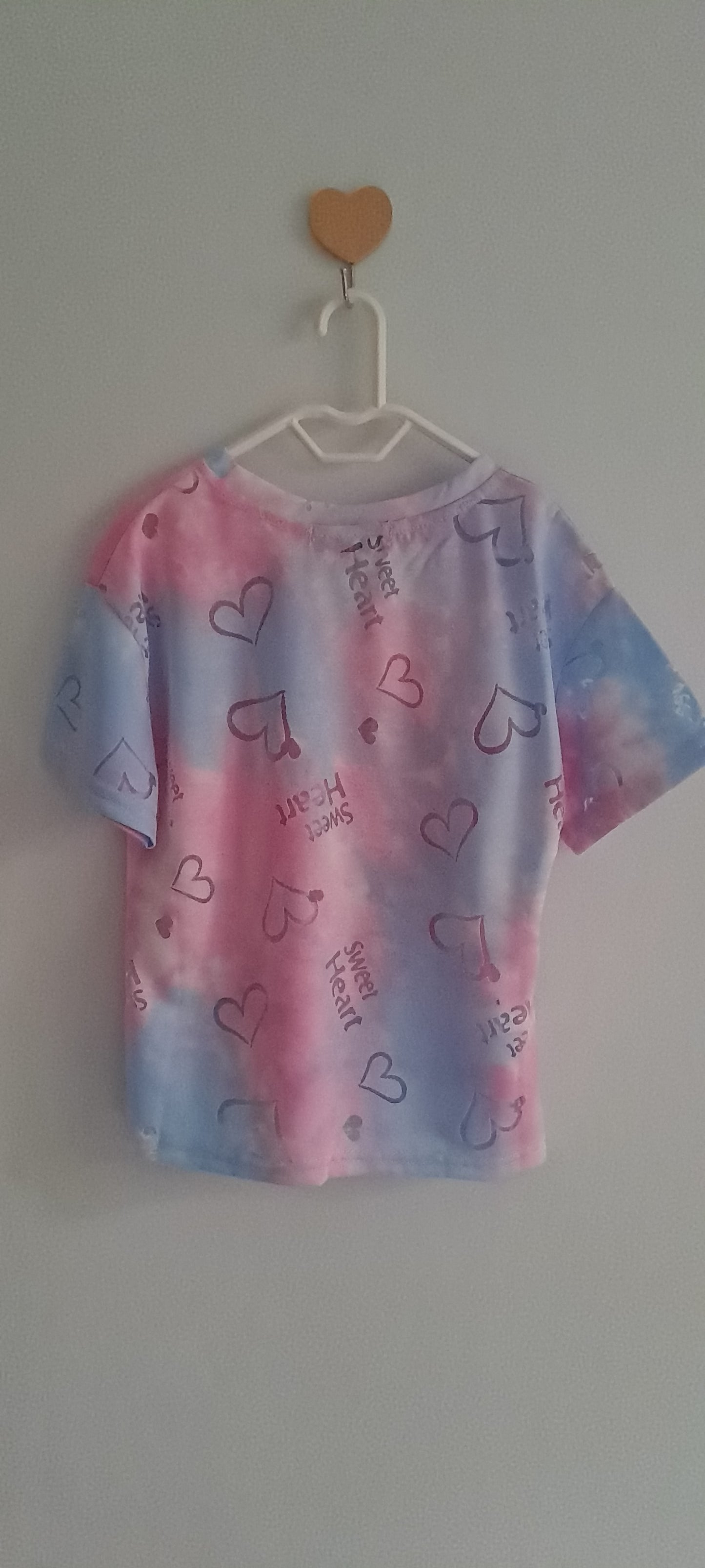 Peacolate Girls Pink & Blue Tie-Dye Heart Graphic T-Shirt 3-4 Years