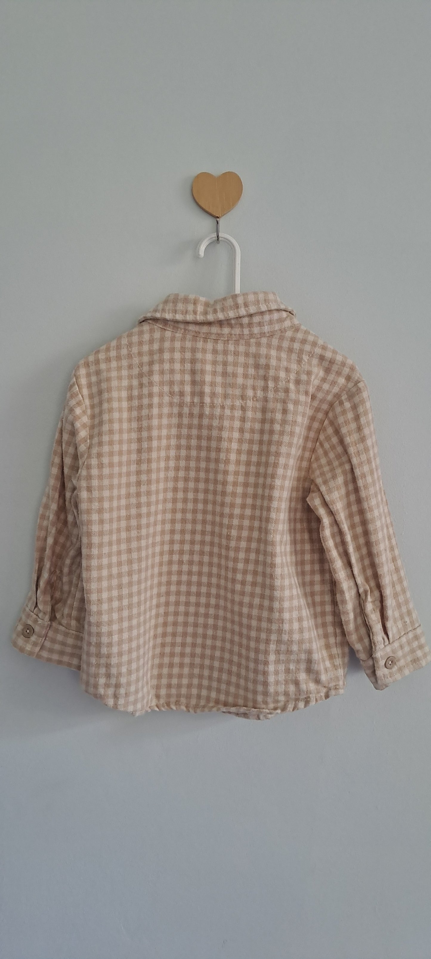 Ackermans Neutral Gingham Check Long-Sleeve Winter Flannel Shirt 18-24 Months