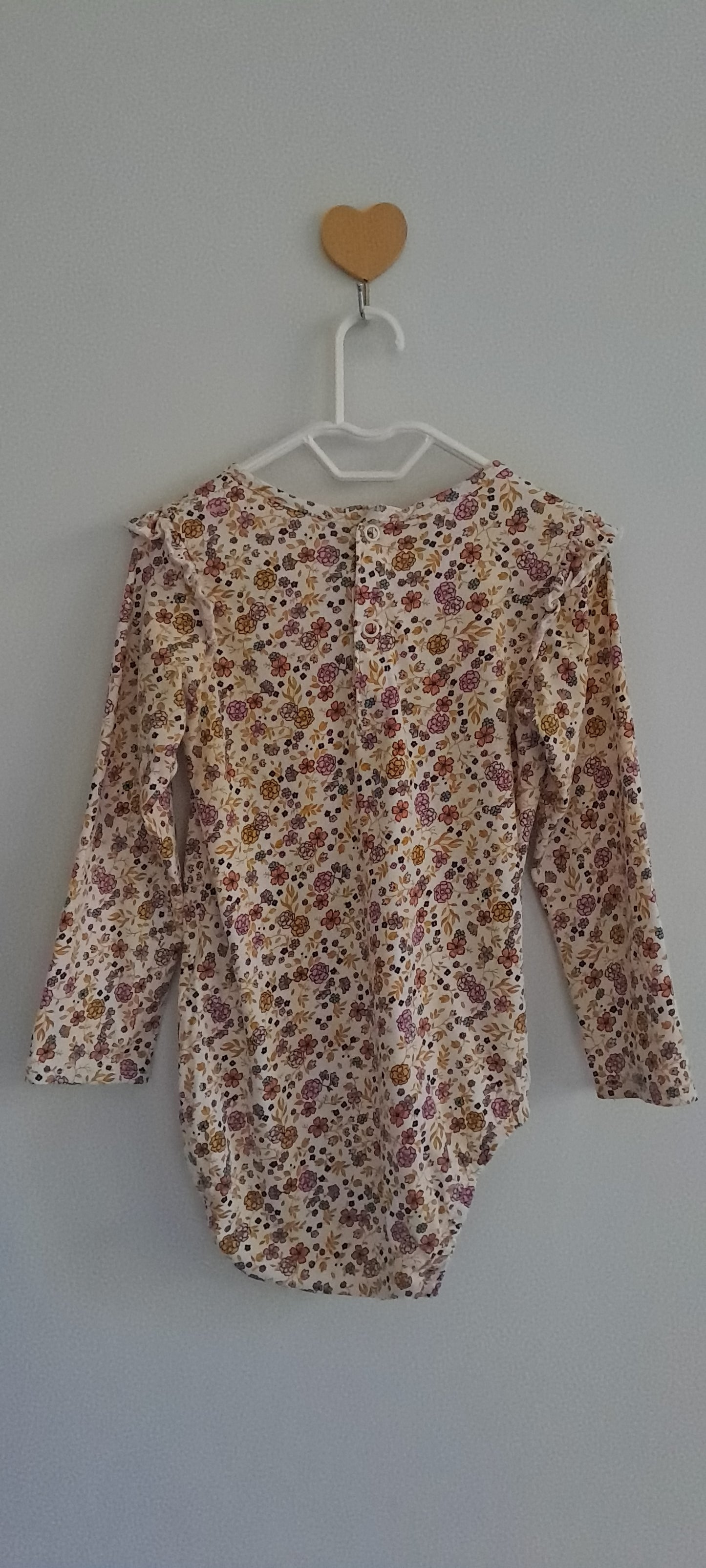 H&M Baby Girls Floral Frill Long Sleeve Bodysuit 18-24 Months