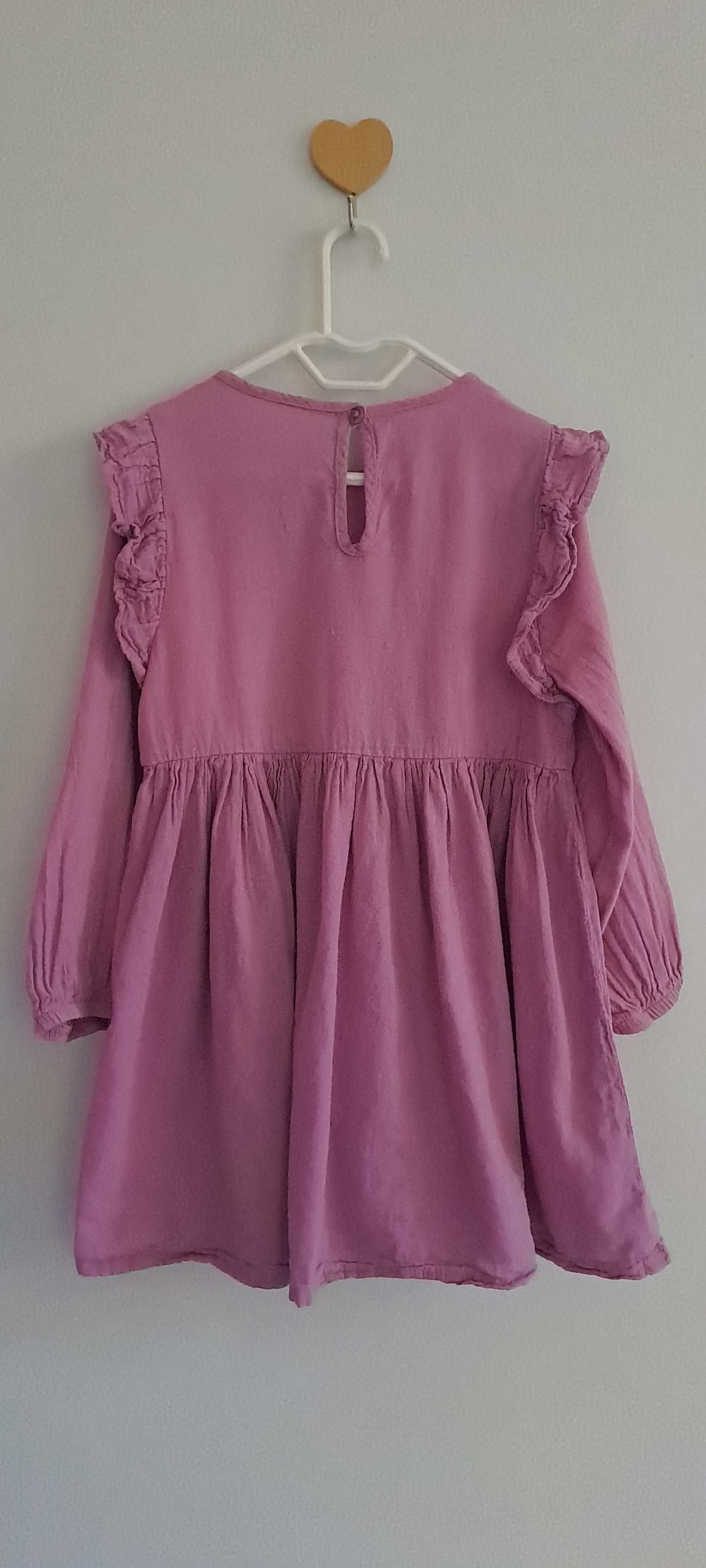 Woolworths Baby Girls Mauve Pink Ruffle Long Sleeve Dress 18-24 Months
