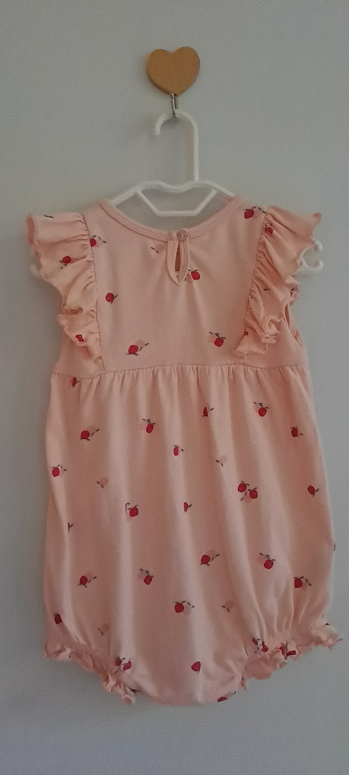 Woolworths Baby Girls Pink Apple Ruffle Sleeveless Romper 12-18 Months