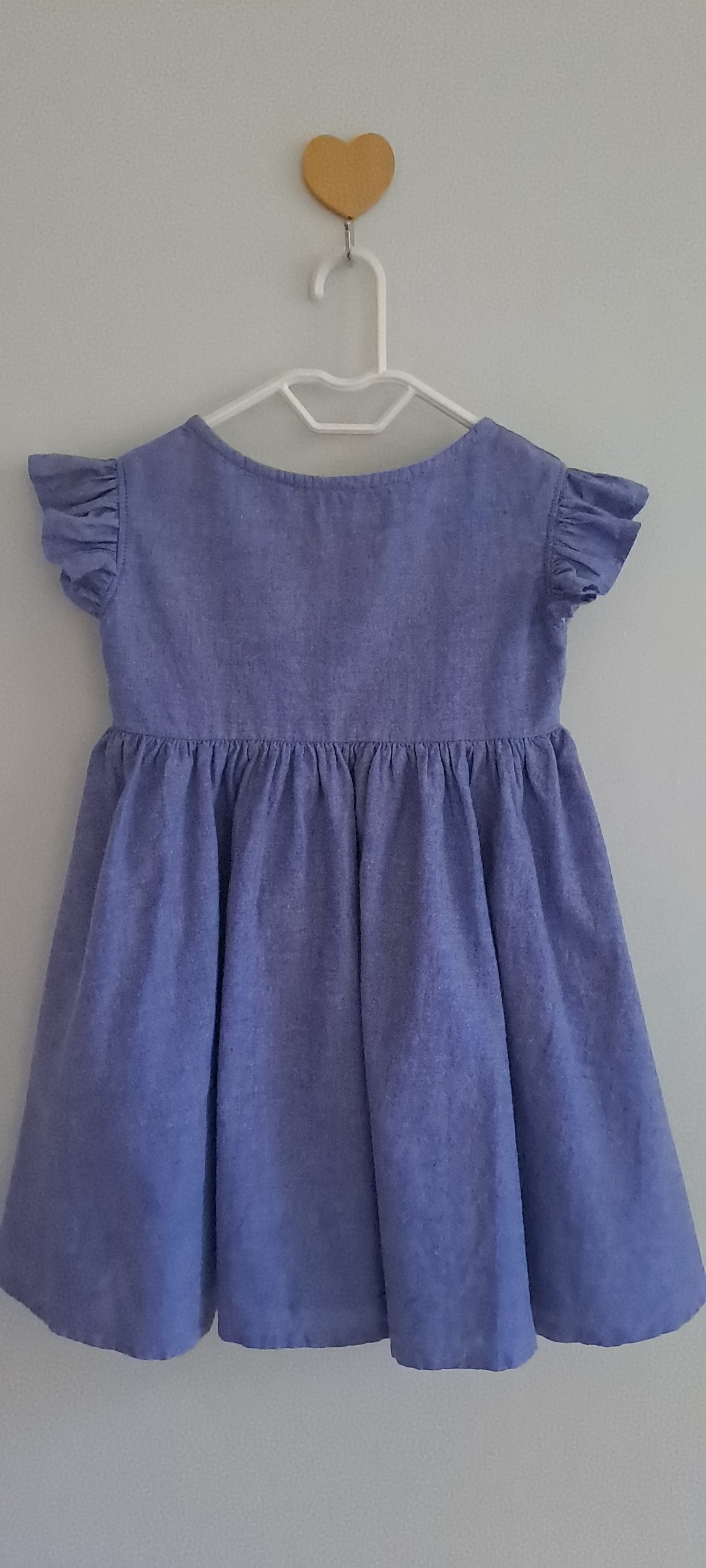 Woolworths Toddler Girls Blue Chambray Corduroy Ruffle Dress 18-24 Months