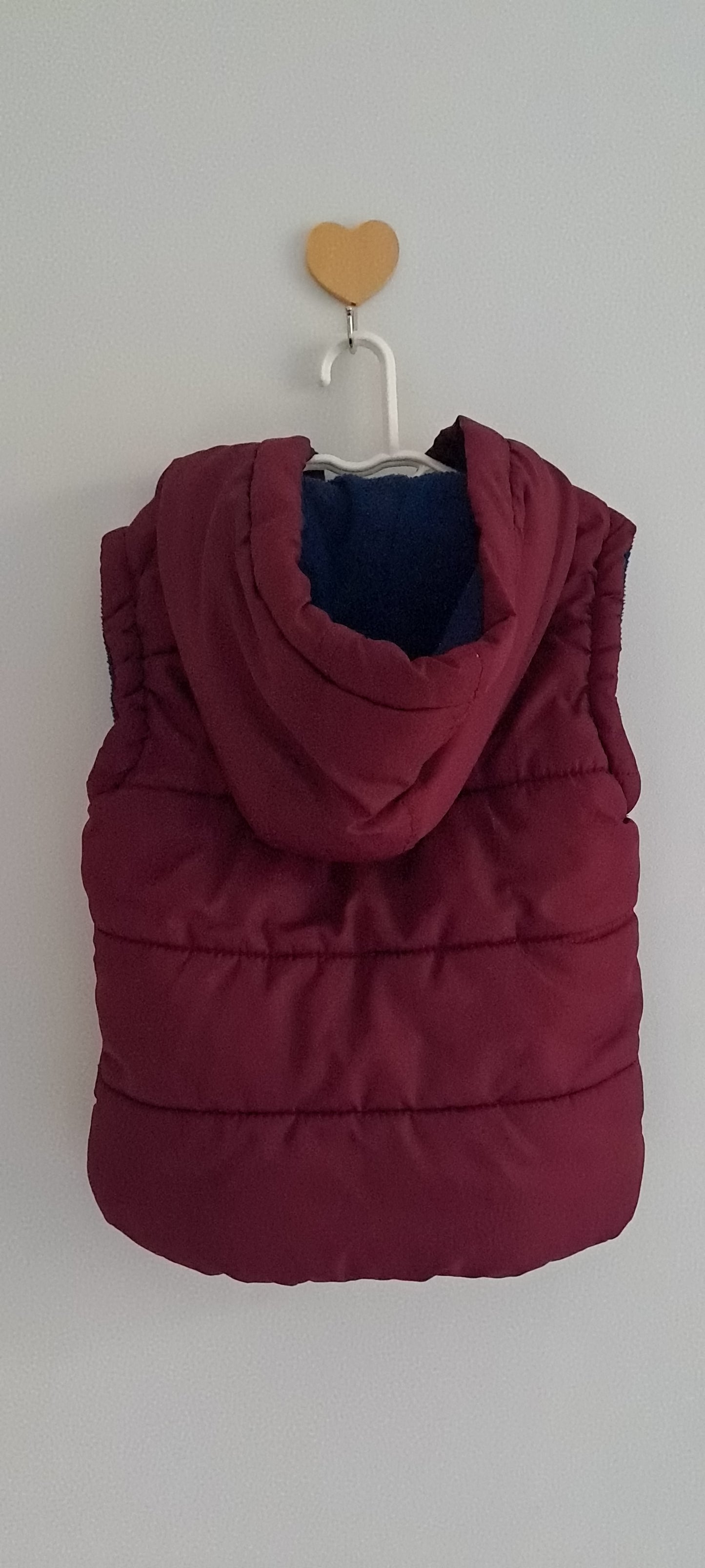 Waga Dude Boys Burgundy Hooded Puffer Gilet Vest 2-3 Years