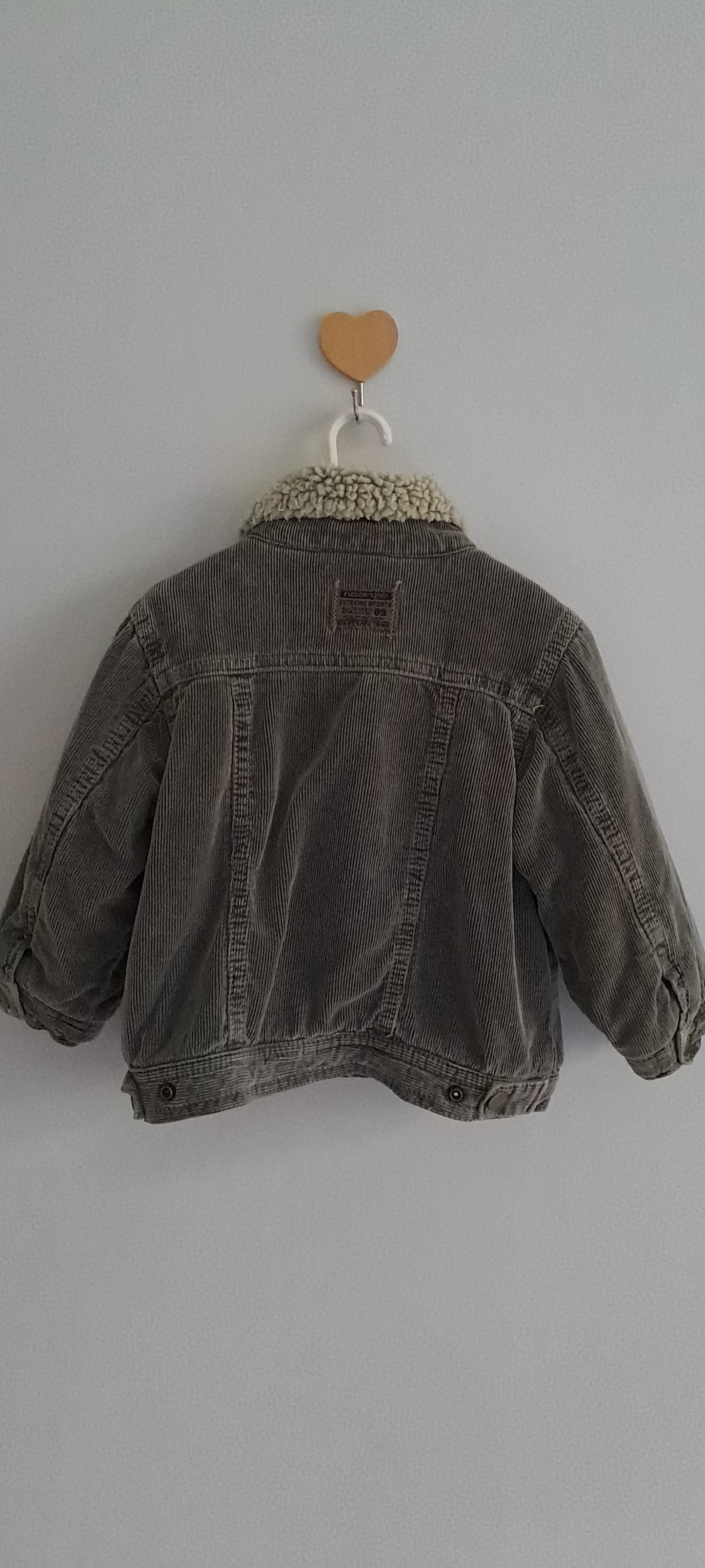 Naartjie Boys Grey Corduroy Borg-Collar Winter Jacket 12-18 Months