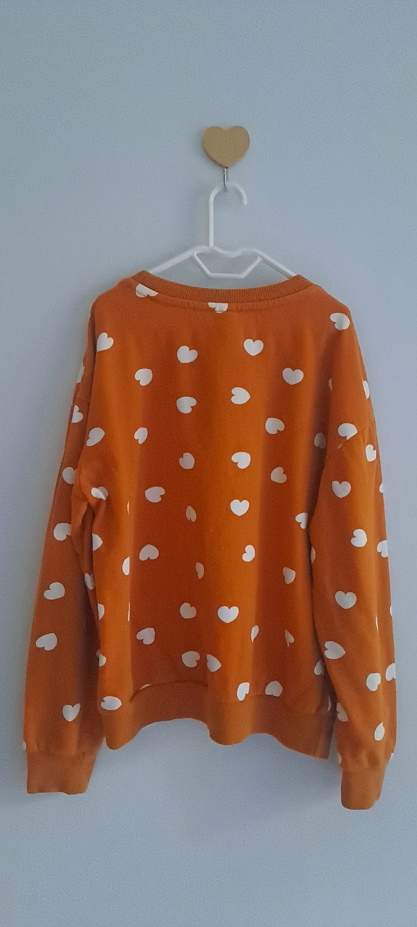 Real Kids Girls Burnt Orange Heart Print Fleece Sweatshirt 7-8 Years