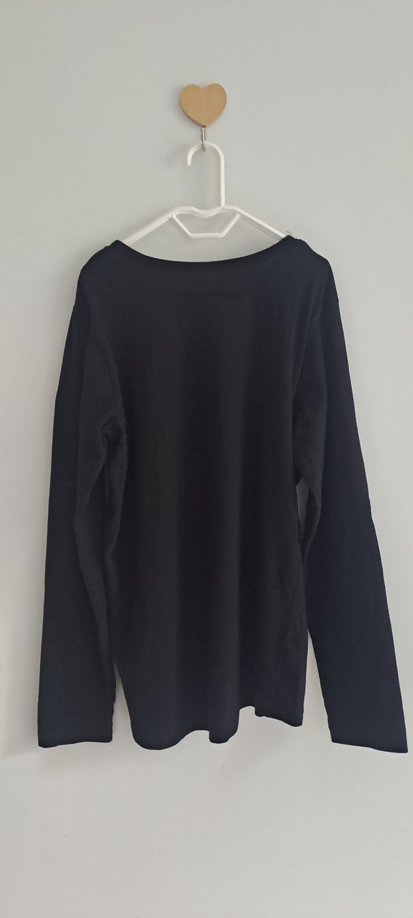 Real Kids Girls Plain Black Long Sleeve Cotton Tee 9-10 Years
