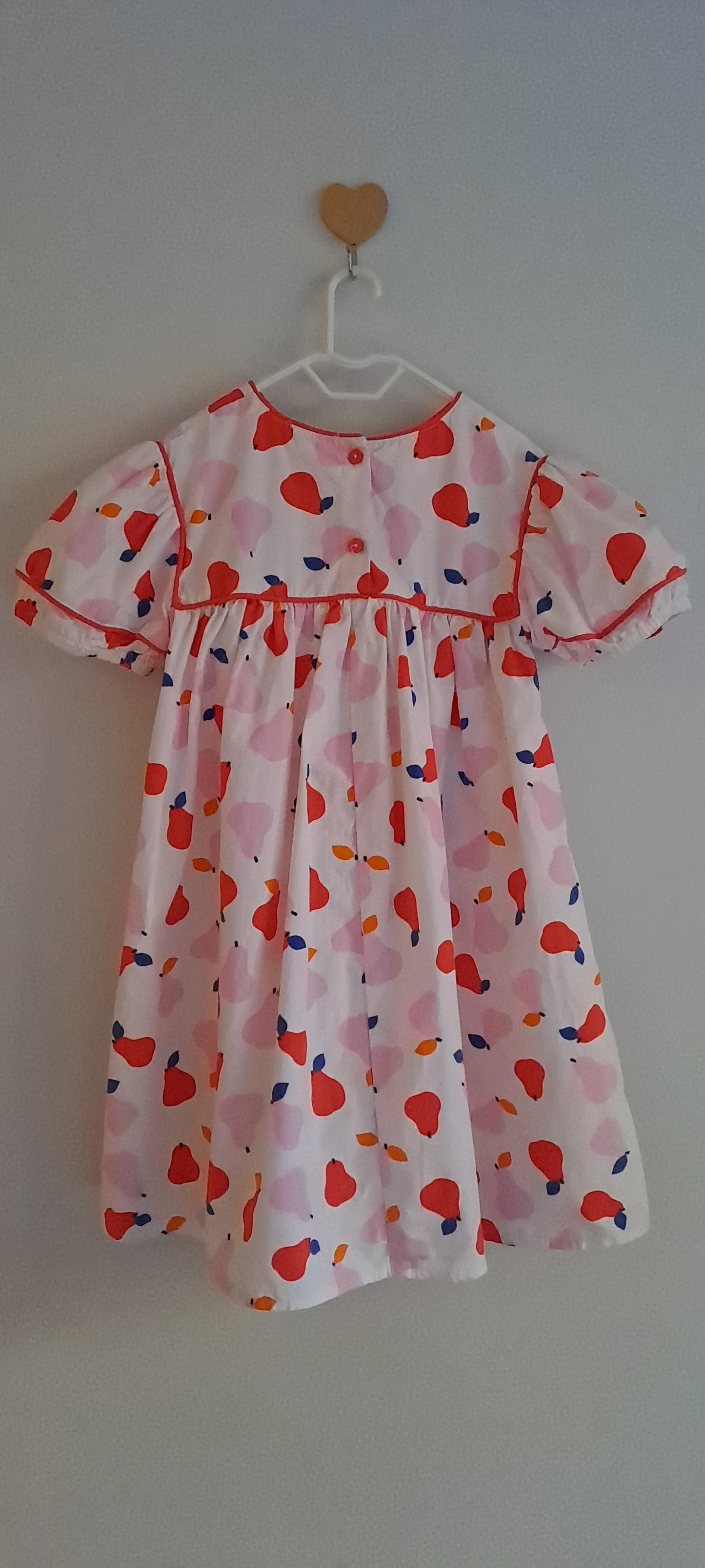 UNIQ Kids Girls White Fruit Pear Print Puff Sleeve Dress 6-7 Years