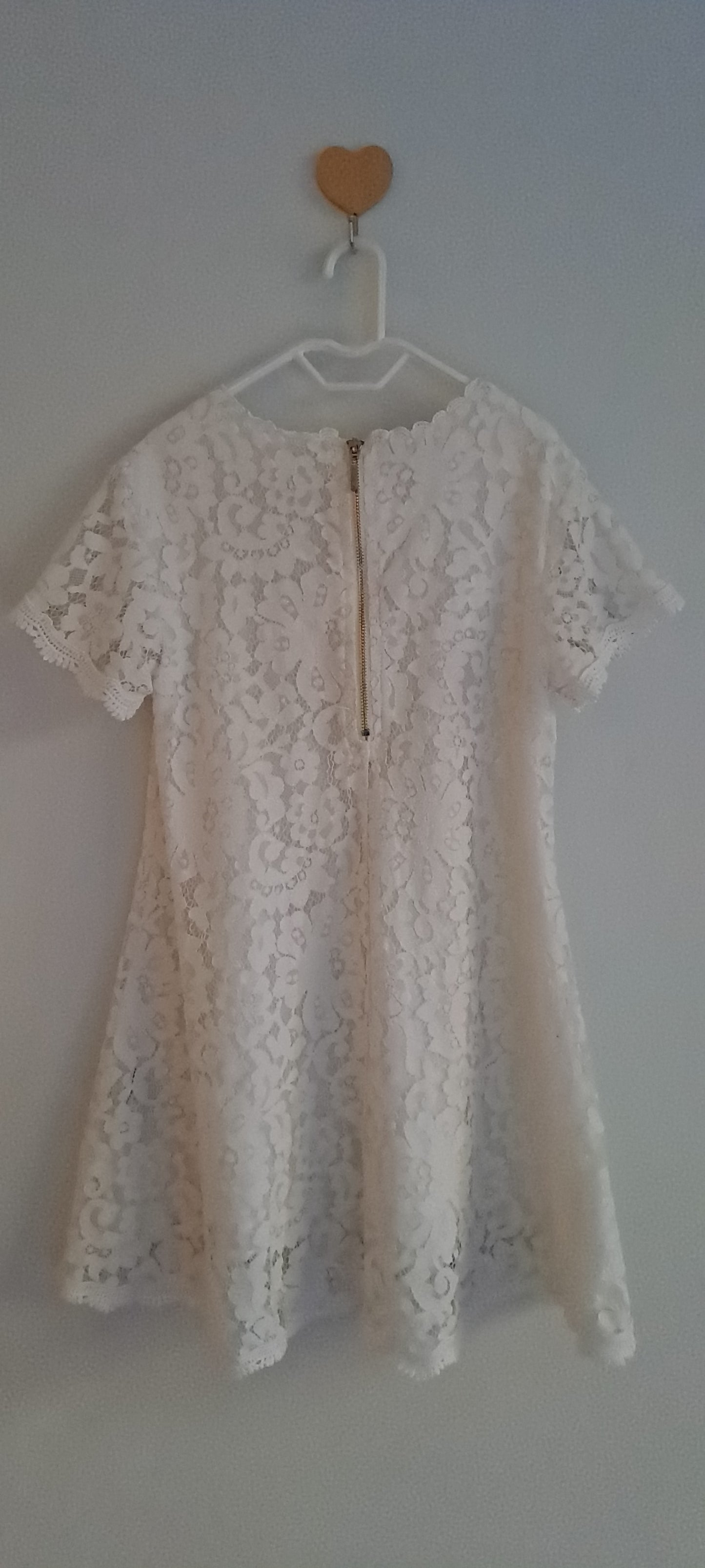 Forever 21 Girls White Floral Guipure Lace Shift Dress 5-6 Years