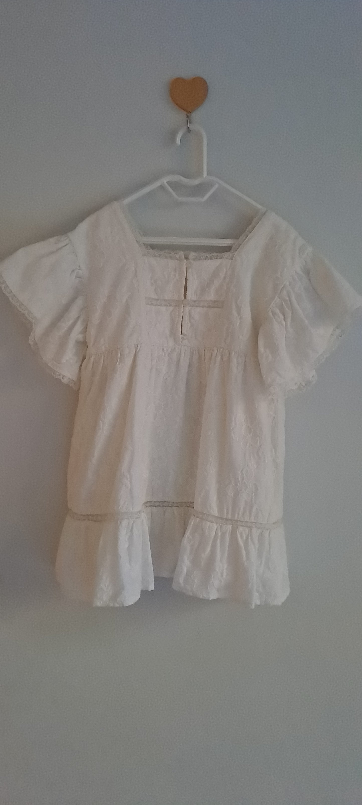 Zara Kids Girls White Embroidered Lace-Insert Dress 2-3 Years