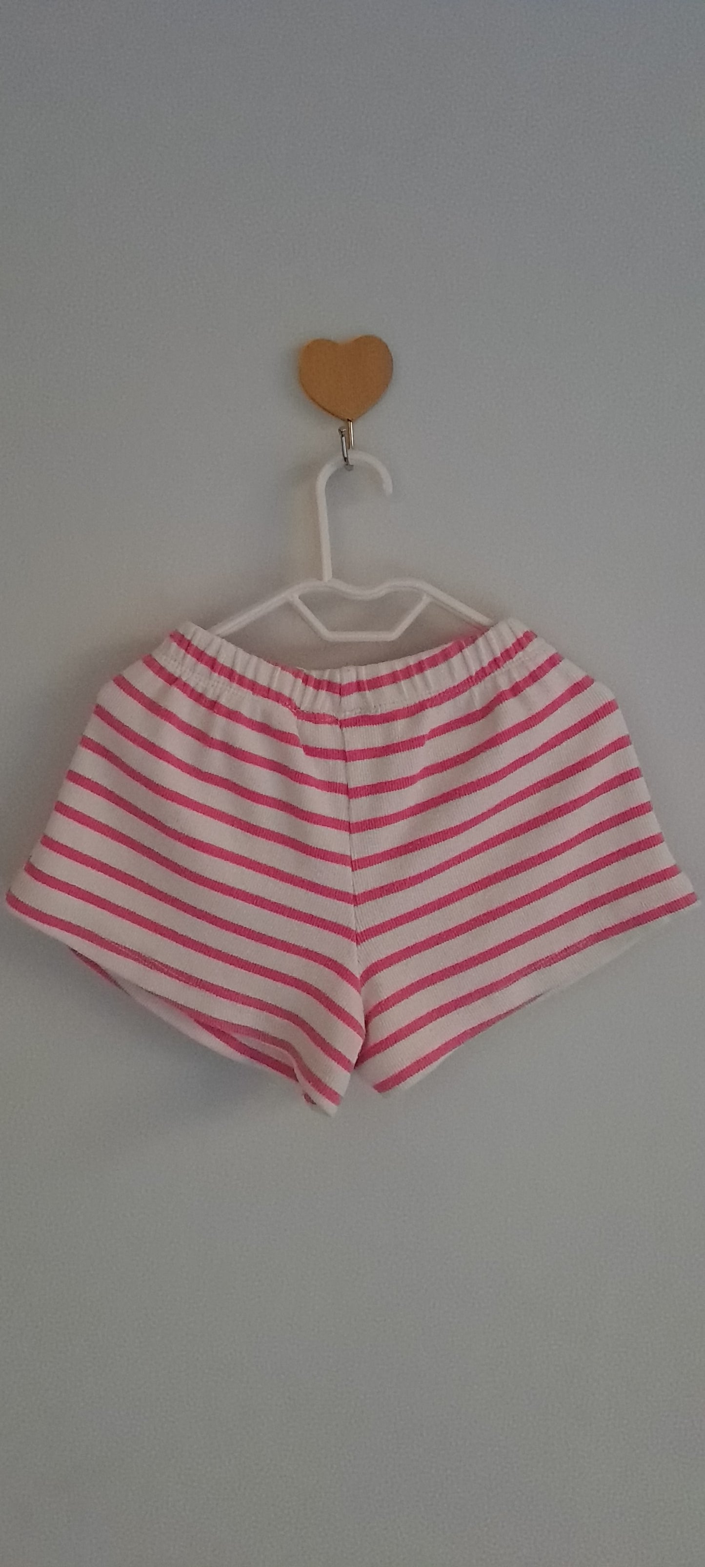 Zara Kids Girls Pink & White Striped Terry Towelling Shorts 18-24 Months