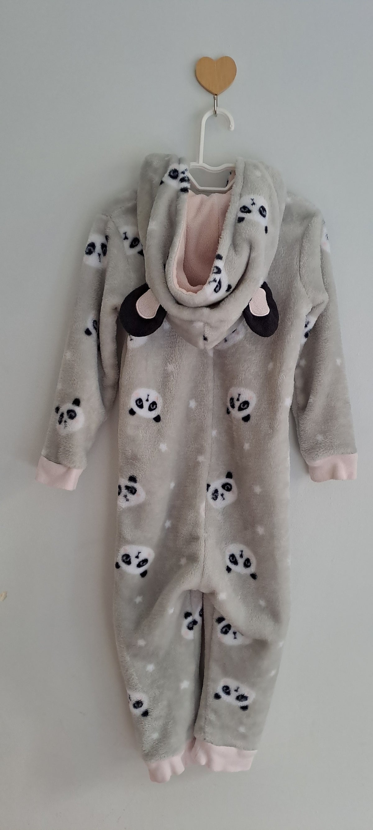 Woolworths Grey Plush Fleece Panda Hooded Onesie 2-3 Years