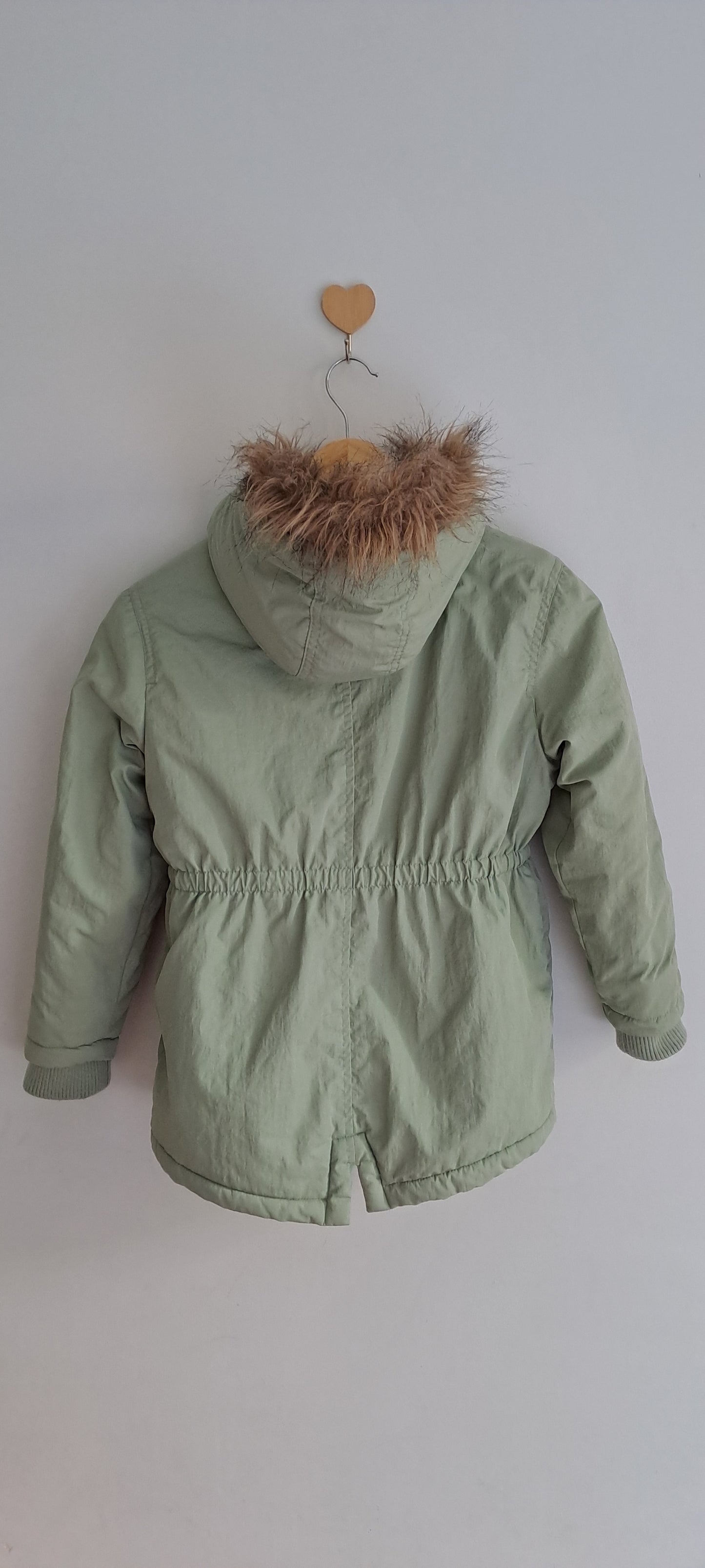 Woolworths Girls Sage Green Fur-Trim Hooded Parka Winter Jacket 8-9 Years