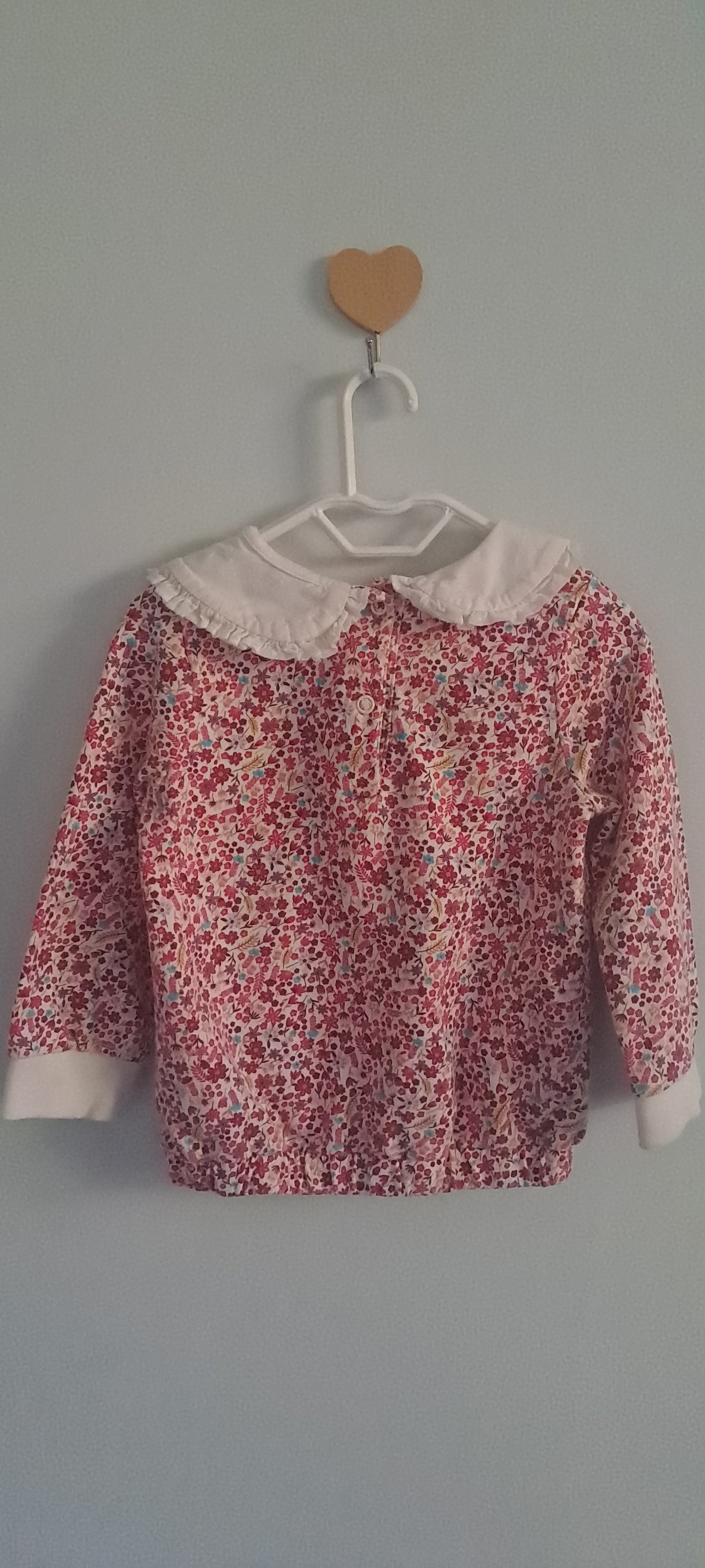 Dunnes Stores Baby Girls Red Floral Long Sleeve Blouse 9-12 Months