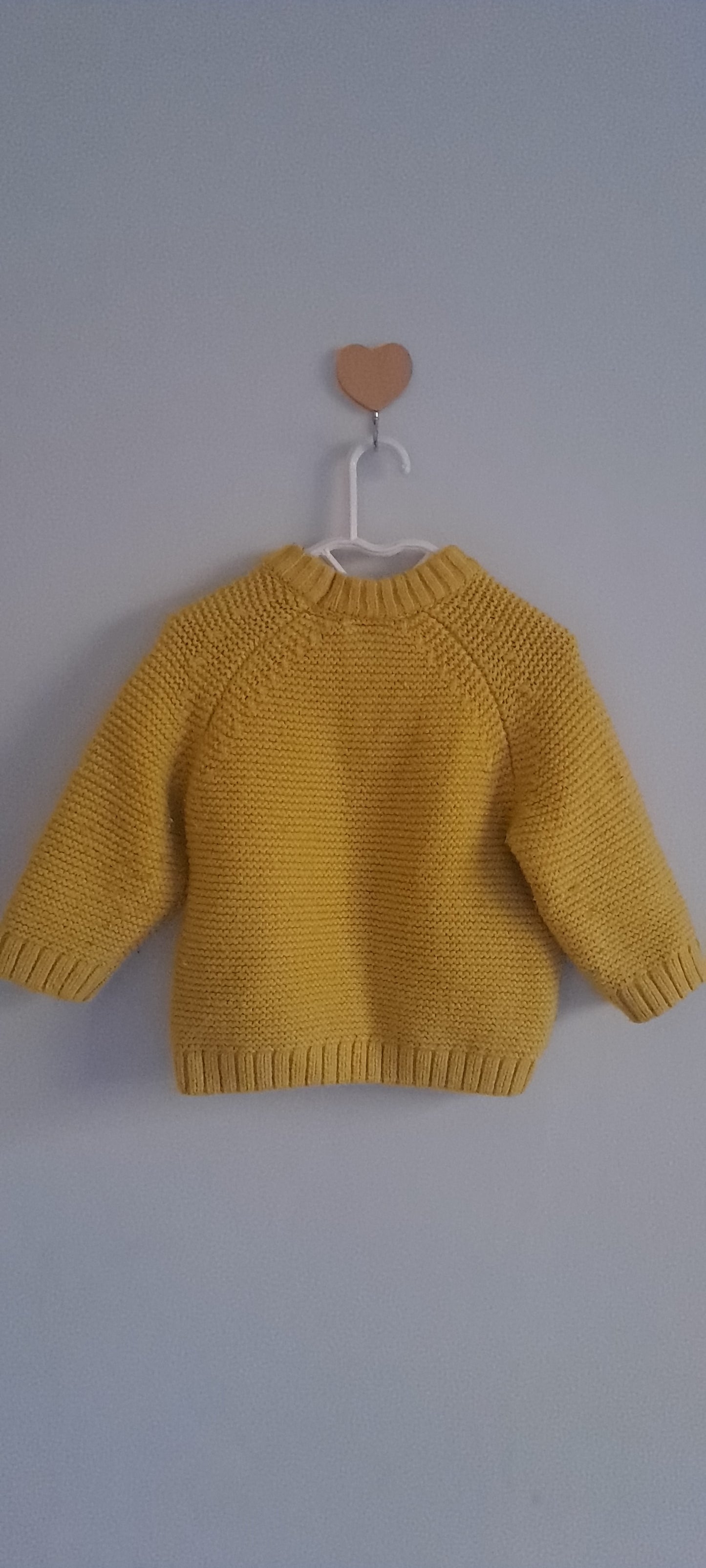 Zara Kids Unisex Mustard Yellow Heavy Garter-Stitch Knit Sweater 6-9 Months