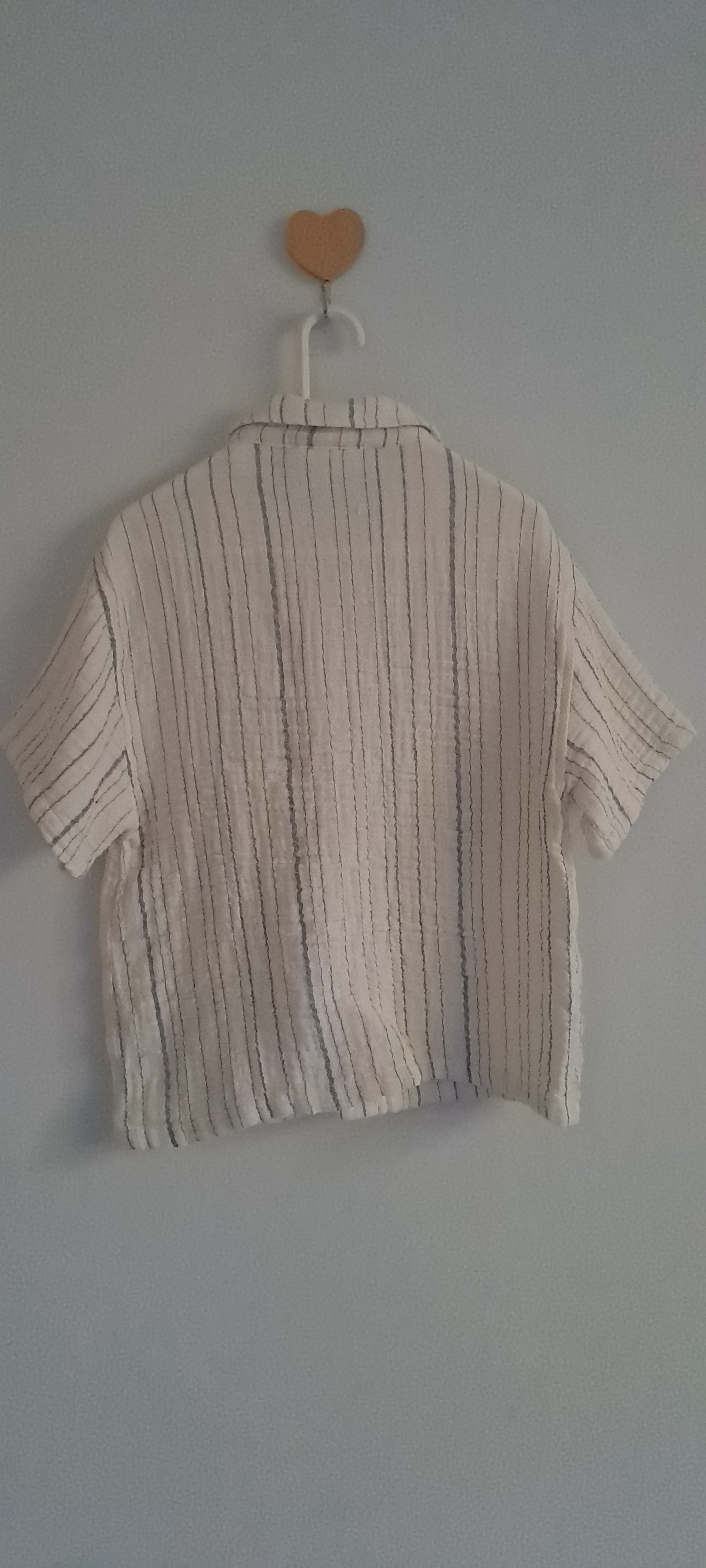 Zara Kids Boys Off-White Striped Textured Cotton Muslin Shirt 2-3 Years