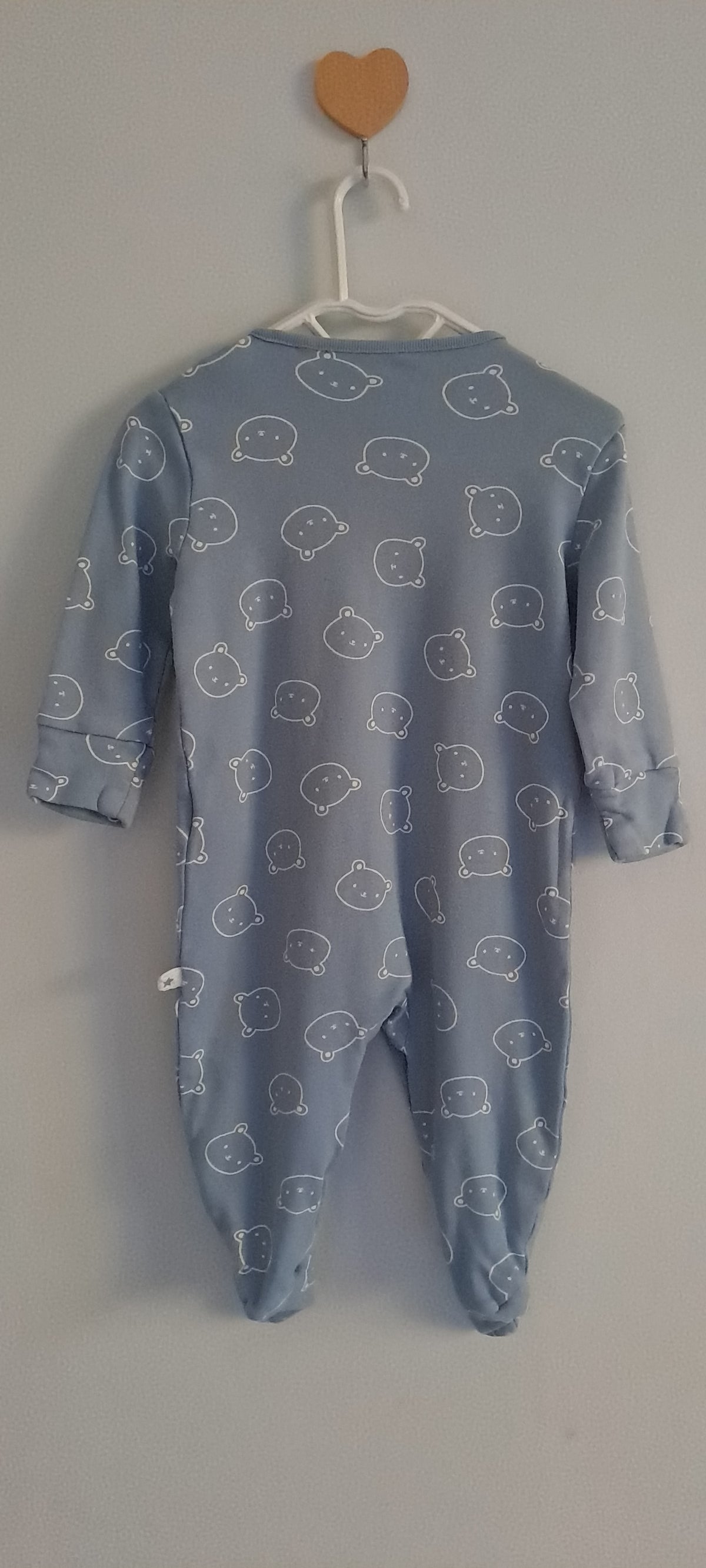 Next Baby Blue Bear Outline Footed Sleepsuit 3-6 Months