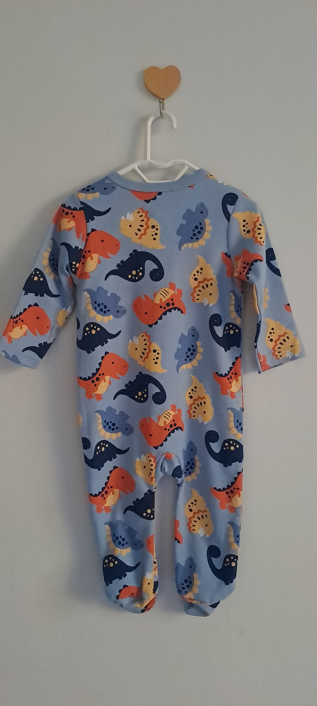 Ackermans Baby Blue Dinosaur Zip-Front Footed Sleepsuit 3-6 Months