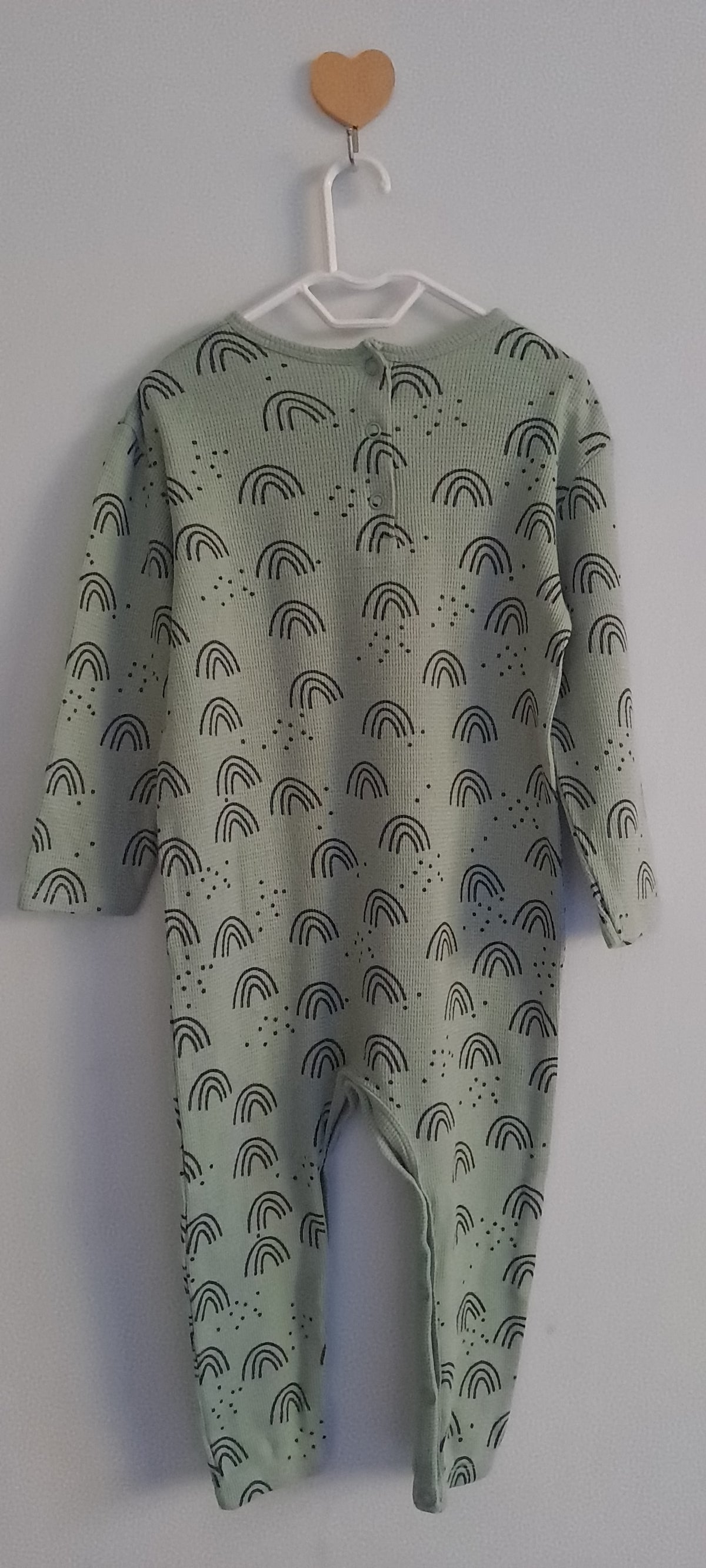 Tiny Tots Sage Green Rainbow Waffle Knit Romper 18-24 Months