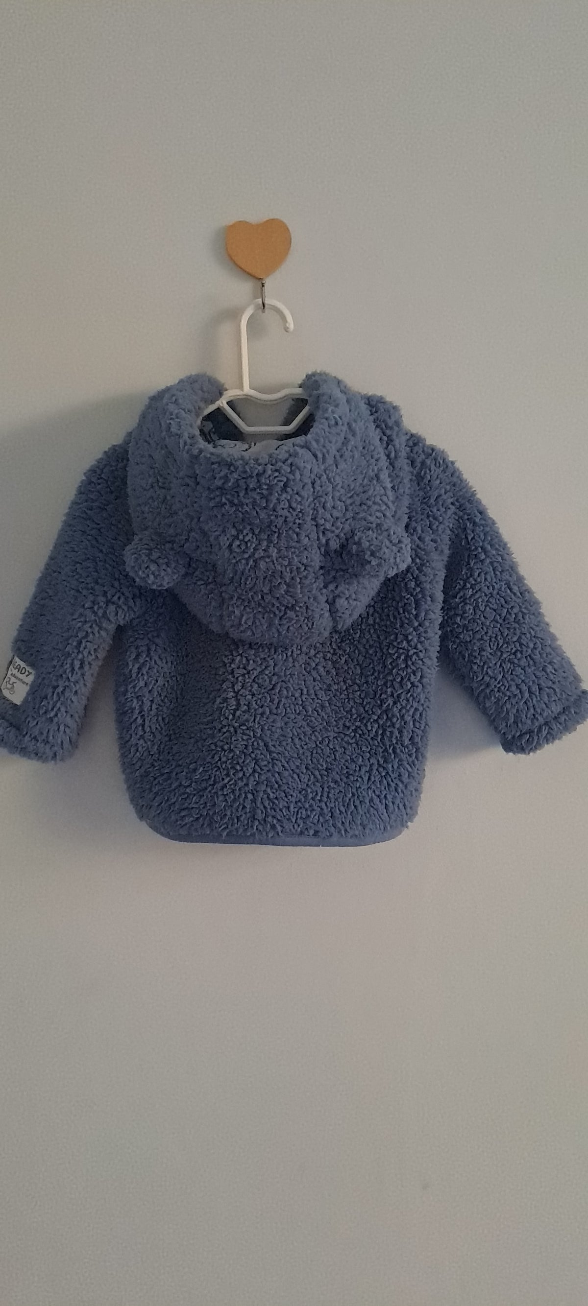 Woolworths Slate Blue Teddy Fleece Hooded Jacket 3-6 Months