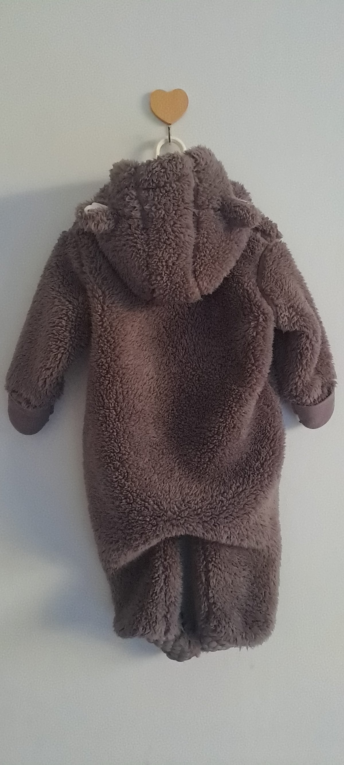 Woolworths Taupe Teddy Fleece Hooded Pramsuit 3-6 Months