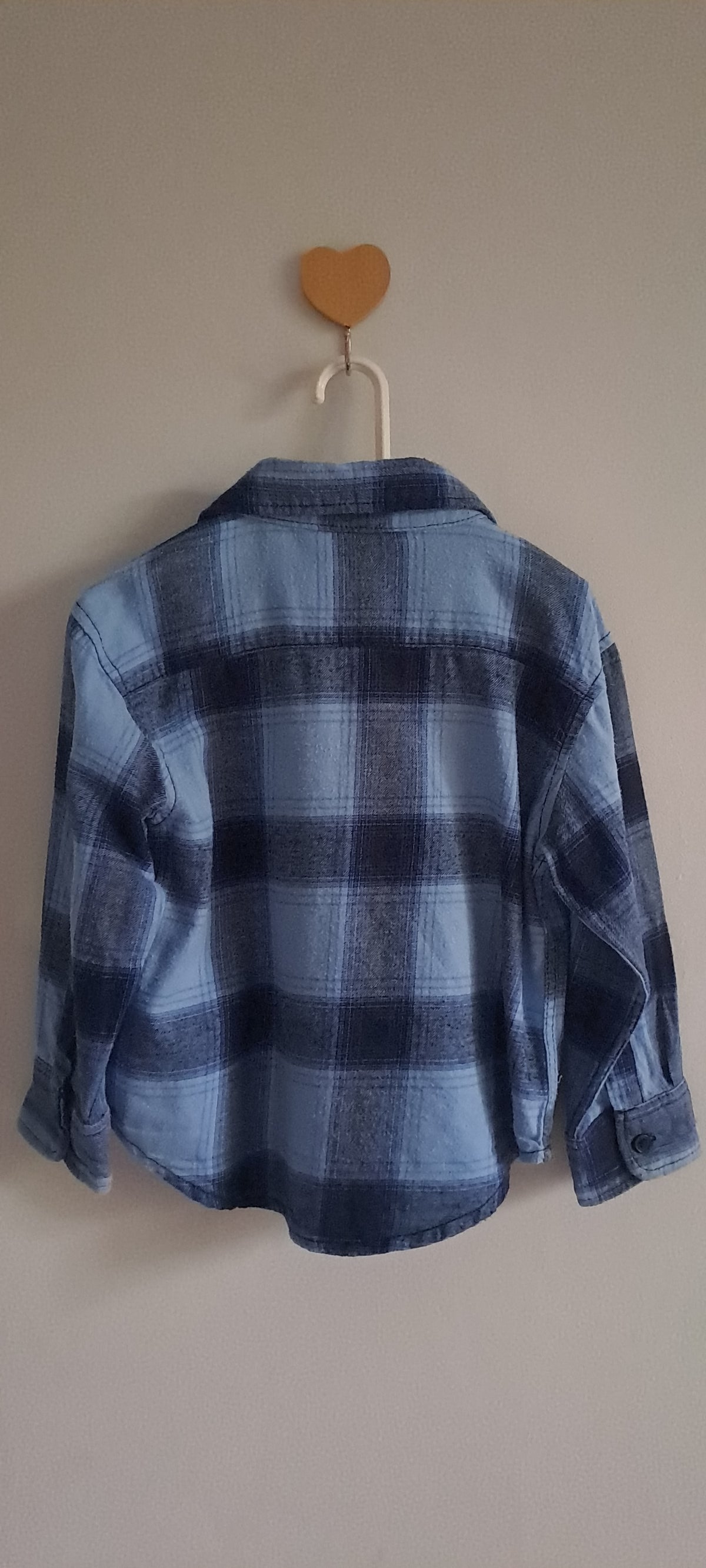 H&M Blue Checked Cotton Flannel Long-Sleeve Shirt 18-24 Months