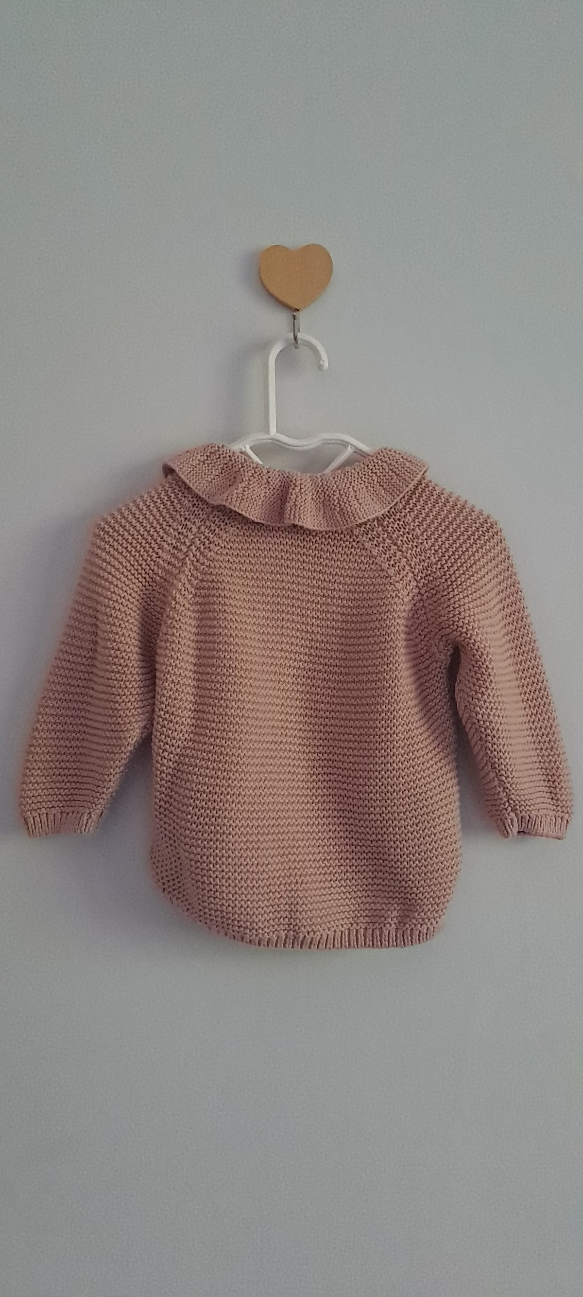 H&M Baby Girl Dusty Pink Organic Cotton Asymmetrical Knit Cardigan (1-2 Months)