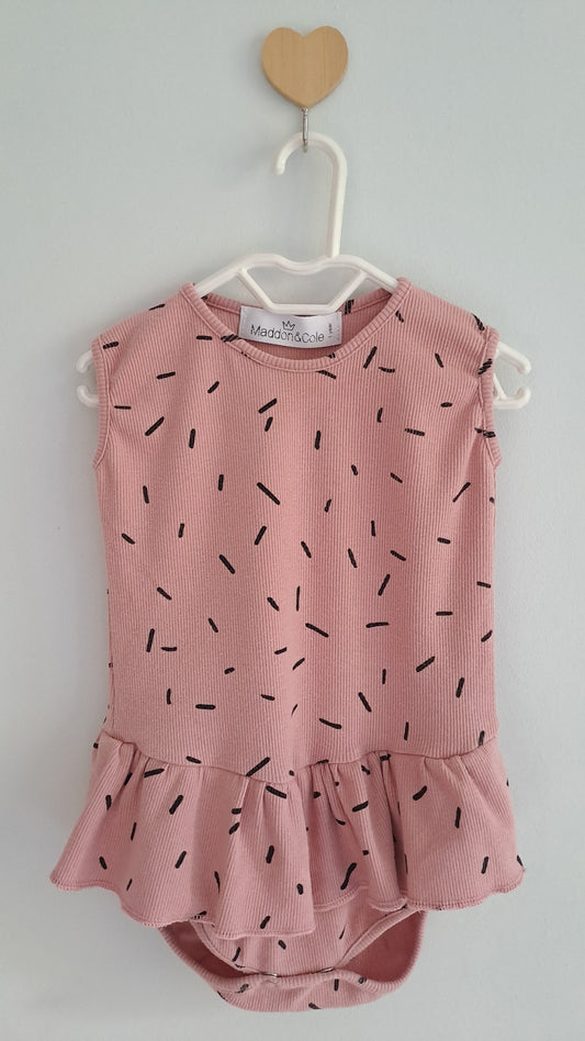 Pink & Black Onesie Maddon & Cole 6-12 Months