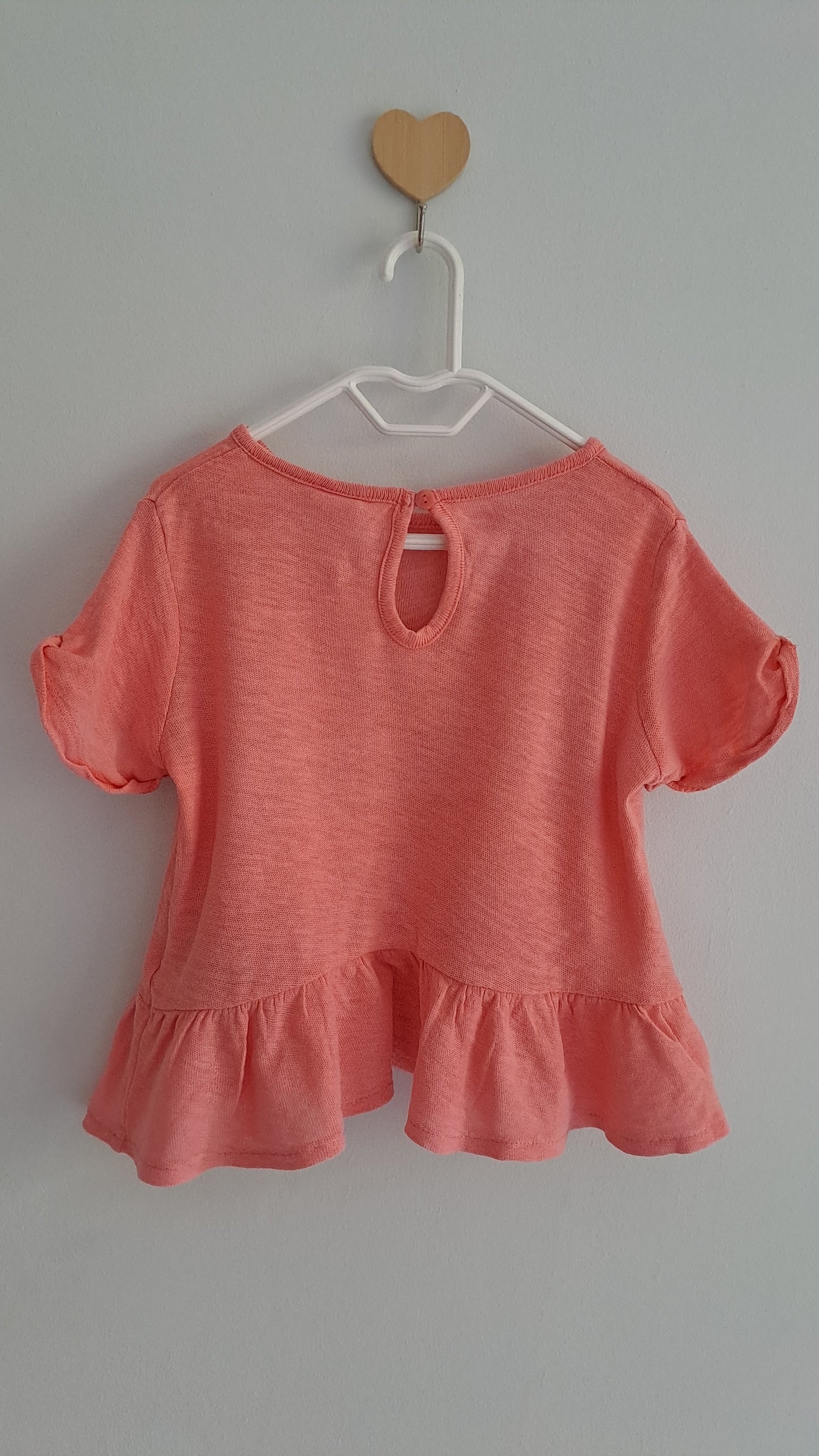 Linen & Cotton Ruffle Coral Top H&M 9-12 Month