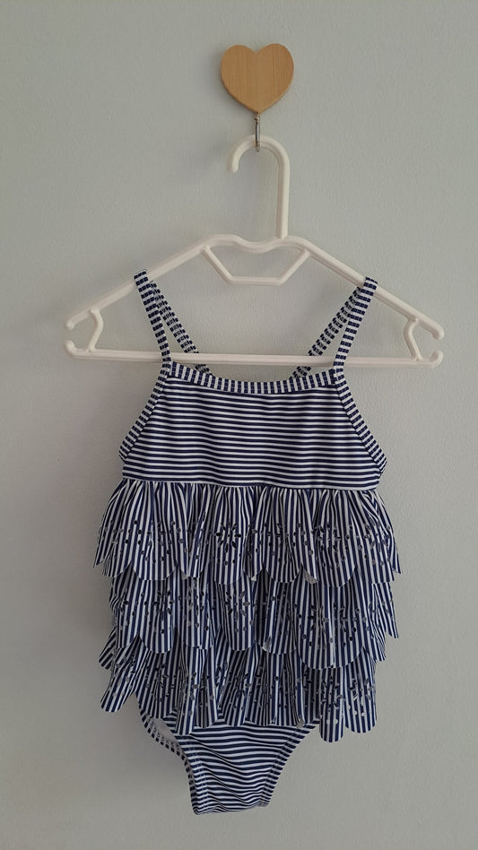 Girls Striped One Piece Swimming Costume Next 9-12 Months