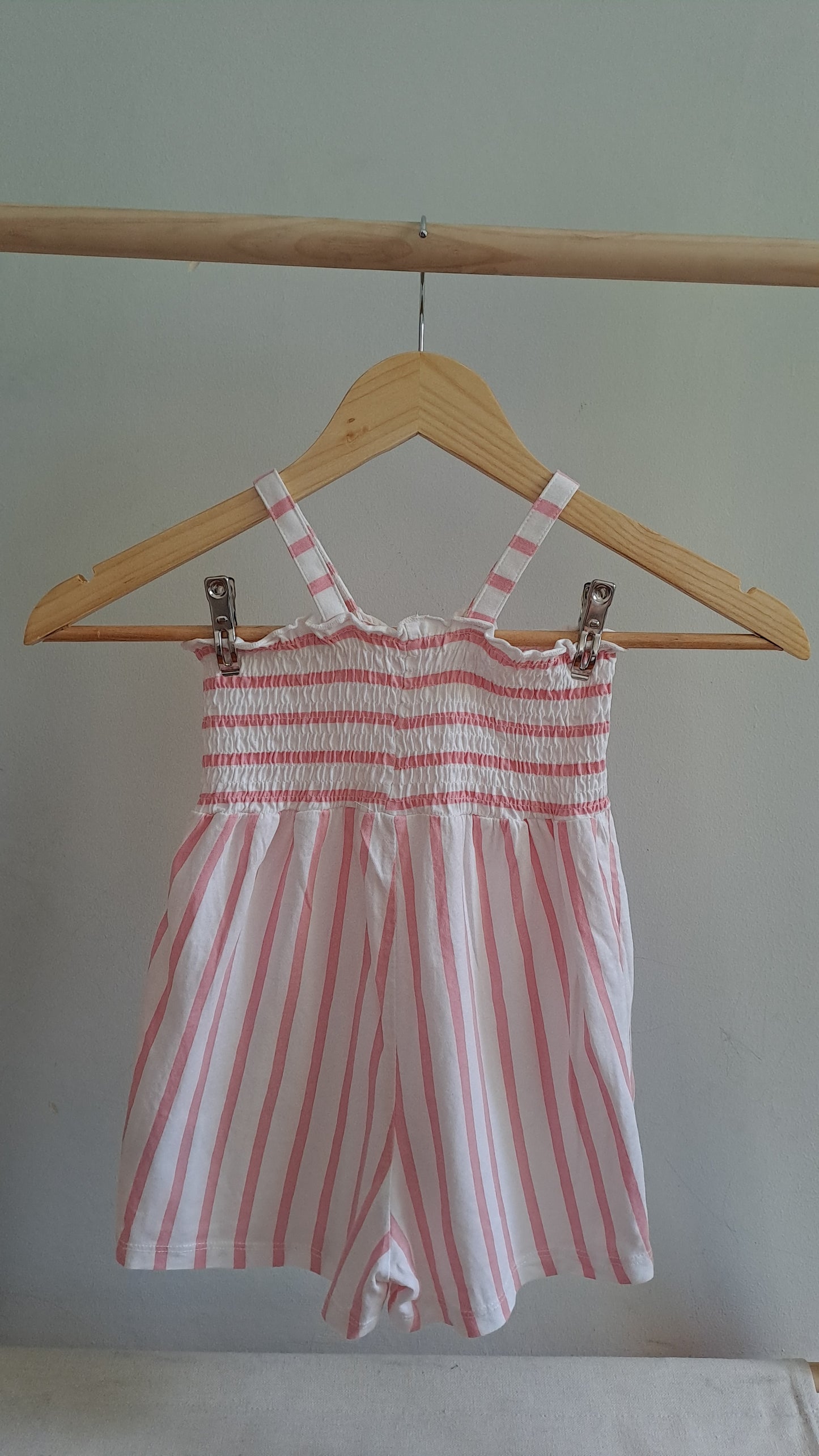 White & Pink Striped Playsuit H&M 12-18 Months