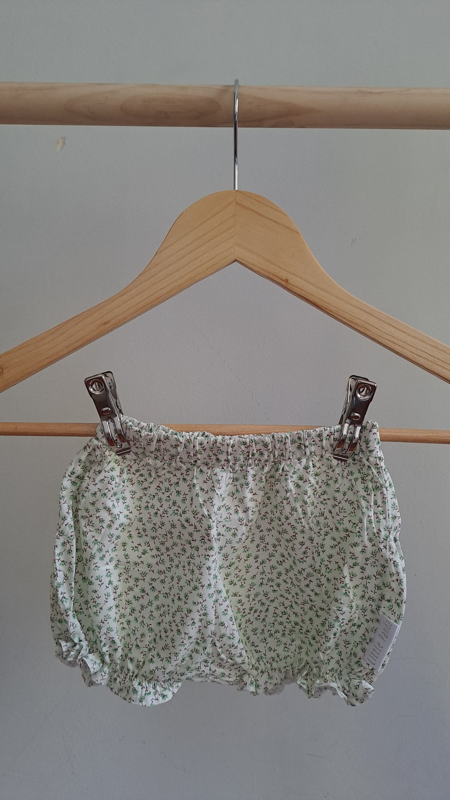 Baby Bloomers Or Nappy Cover Ditsy Green & White 3-6 Months