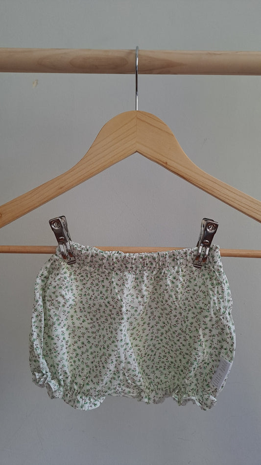 Baby Bloomers Or Nappy Cover Ditsy Green & White 3-6 Months