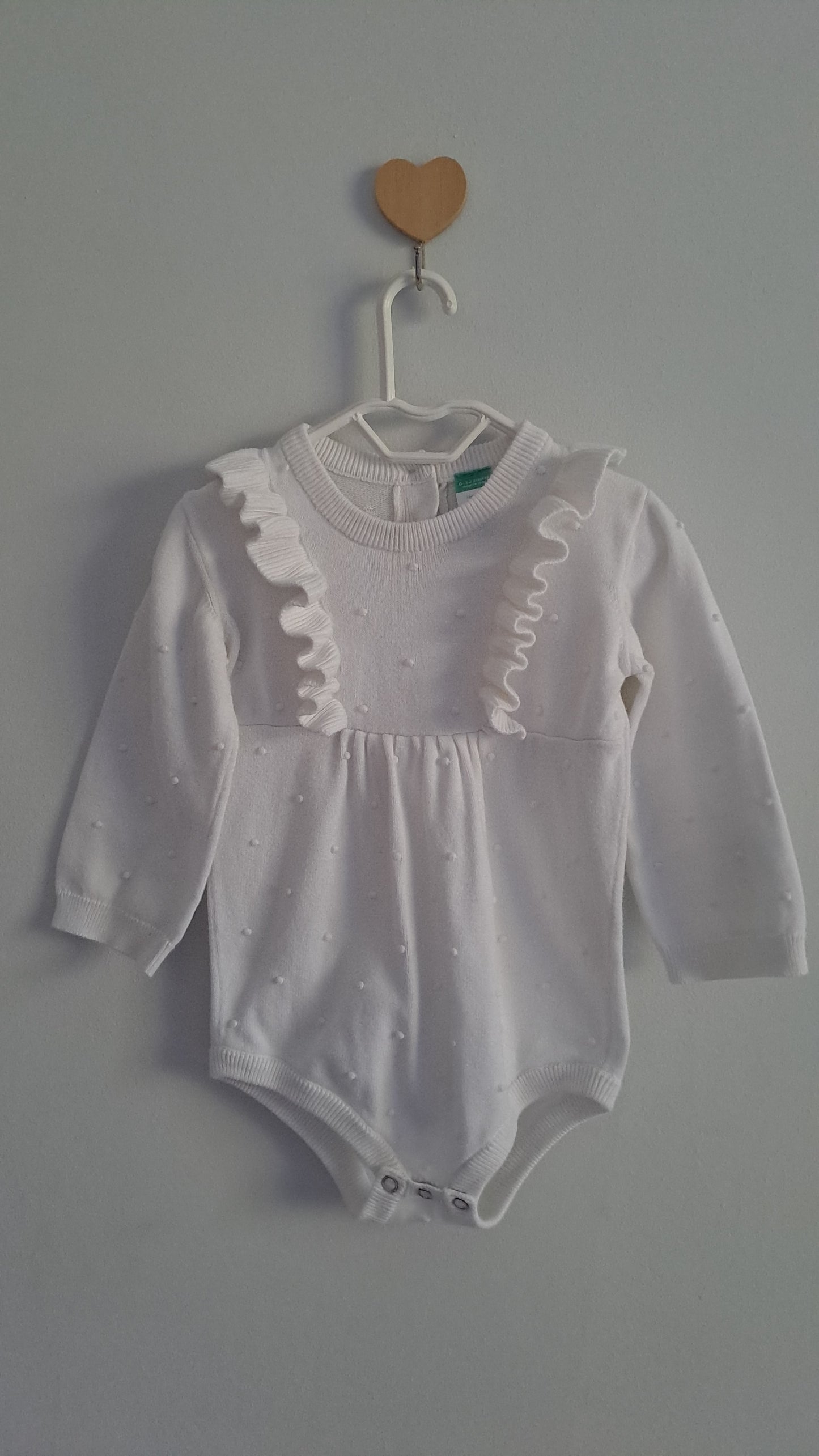 Frill Bodysuit White Jersey Ackermans 6-12 Months